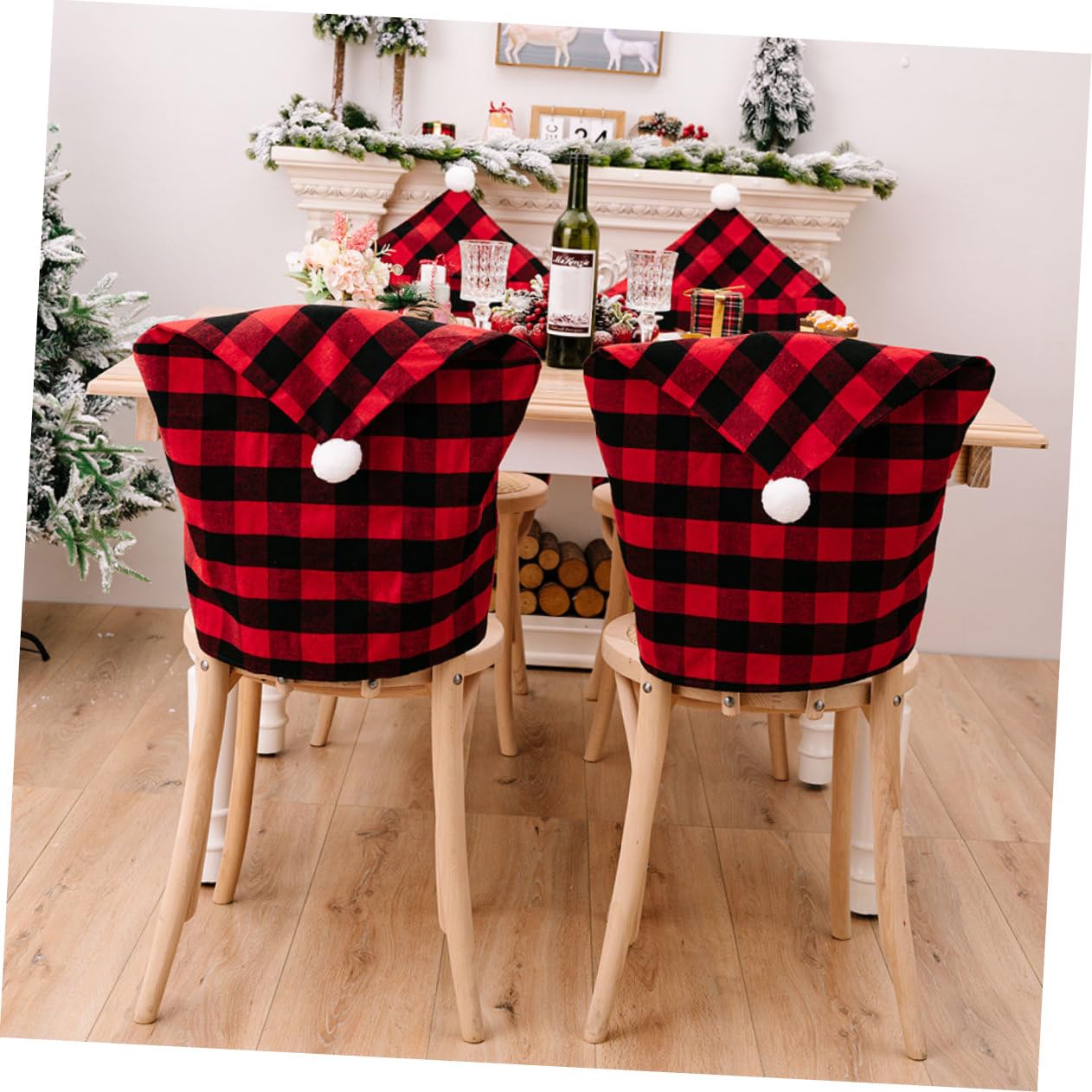 Cabilock 4 Pz Coprisedia Plaid Decorazioni Per Alberi Di Natale Decorazioni Decorative Coprisedie Natalizie Bianche Ufficio Per Cuscini Ornamenti Arredamento Tessuto
