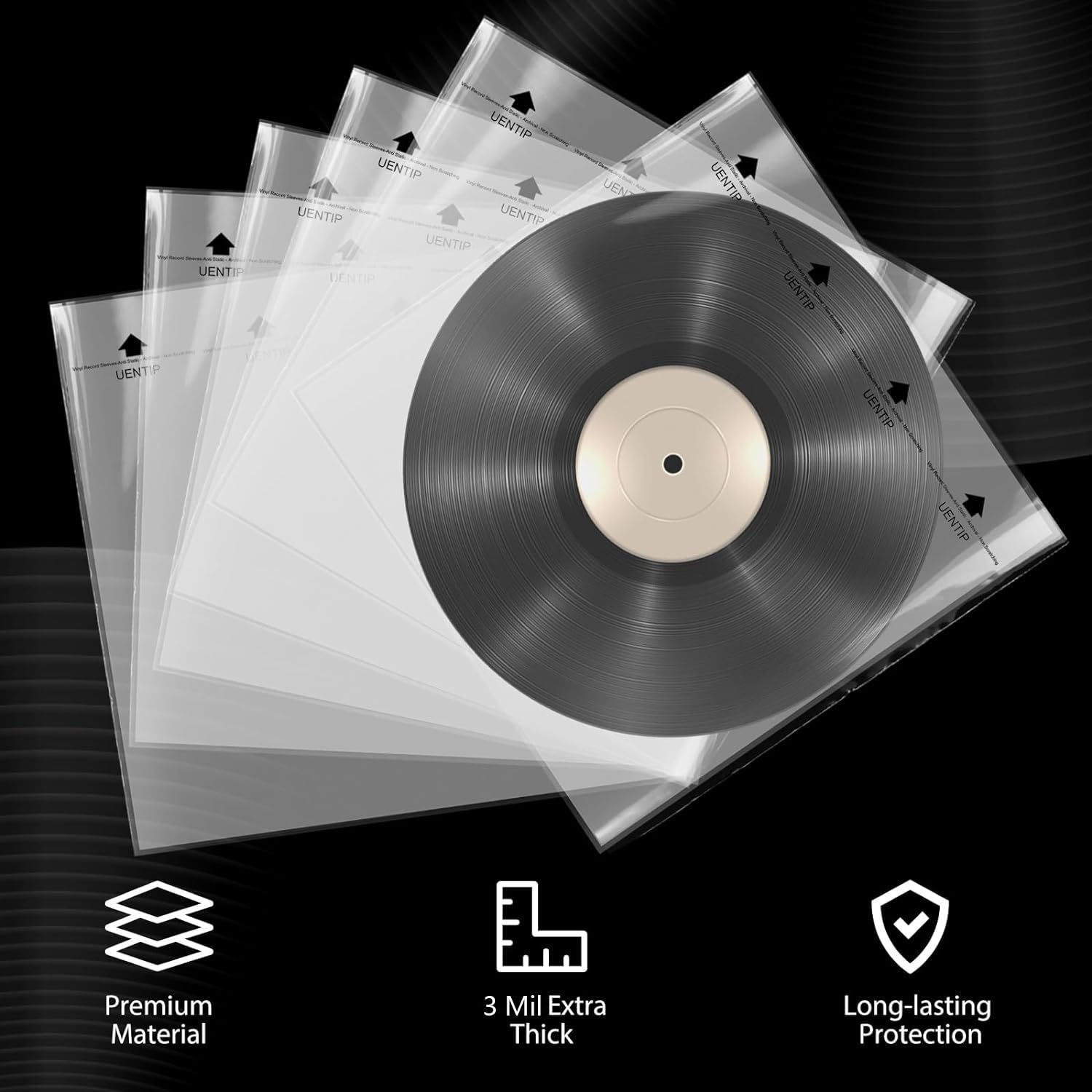 100 custodie per dischi in vinile, adatte per LP singoli, doppi e apribili da 30,5 cm, per proteggere la tua collezione di dischi (custodie interne-quadrate)
