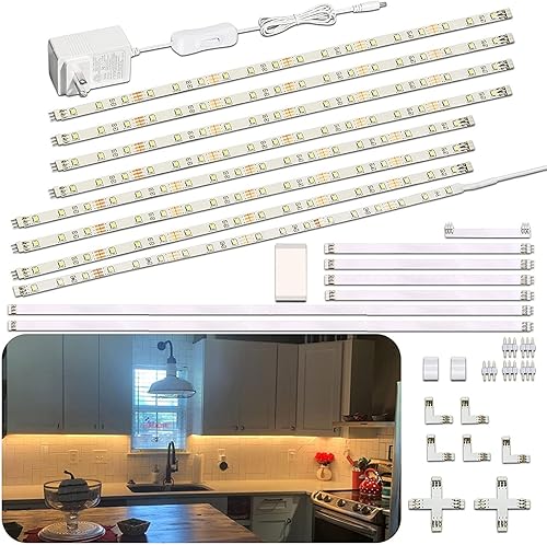 WOBANE Kit de iluminación para debajo del gabinete, 8 barras de luz LED de 12 pulgadas, luces debajo de la encimera para cocina, armario,