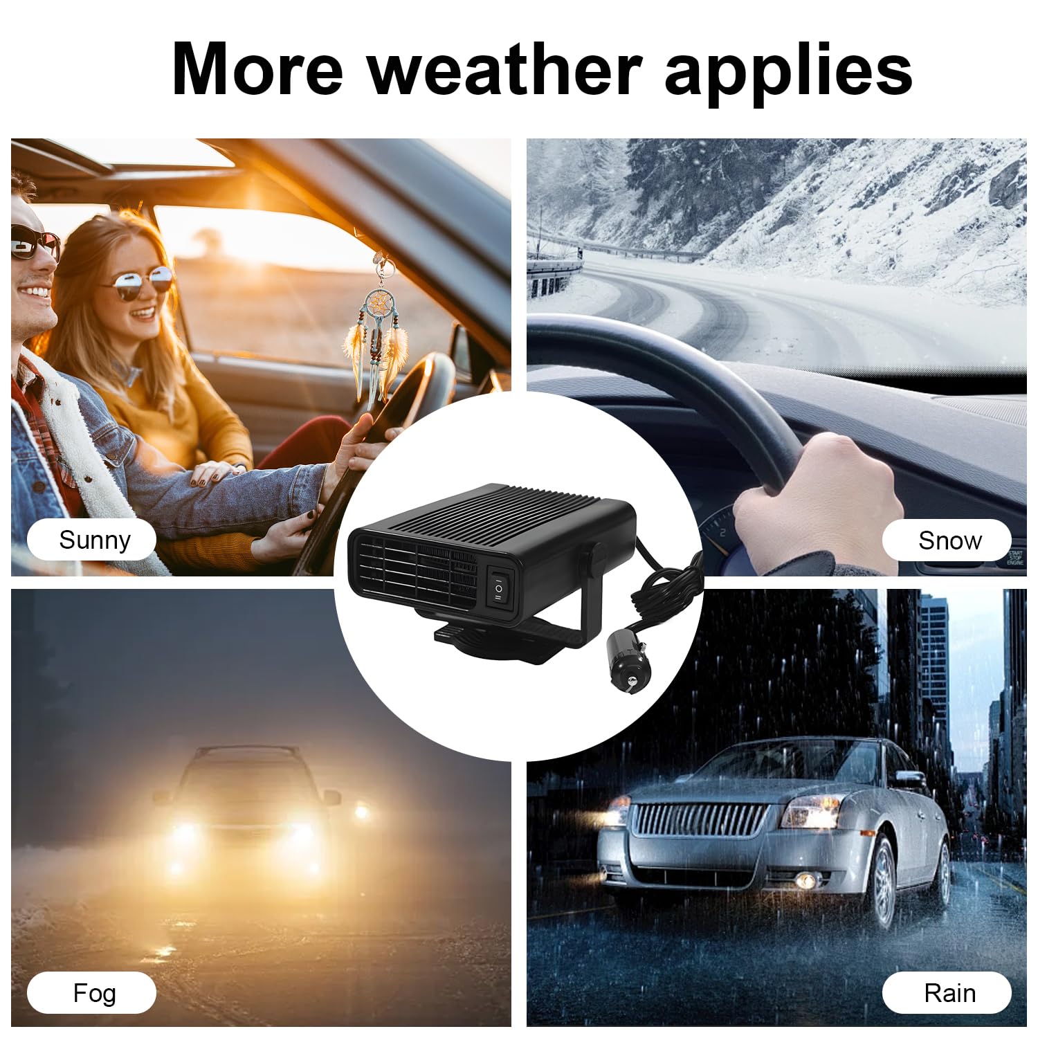 Riscaldatore per Auto Riscaldatore e Sbrinatore Portatile 12V 150W, Riscaldatore/Ventola di Raffreddamento 2 in 1, Presa Accendisigari