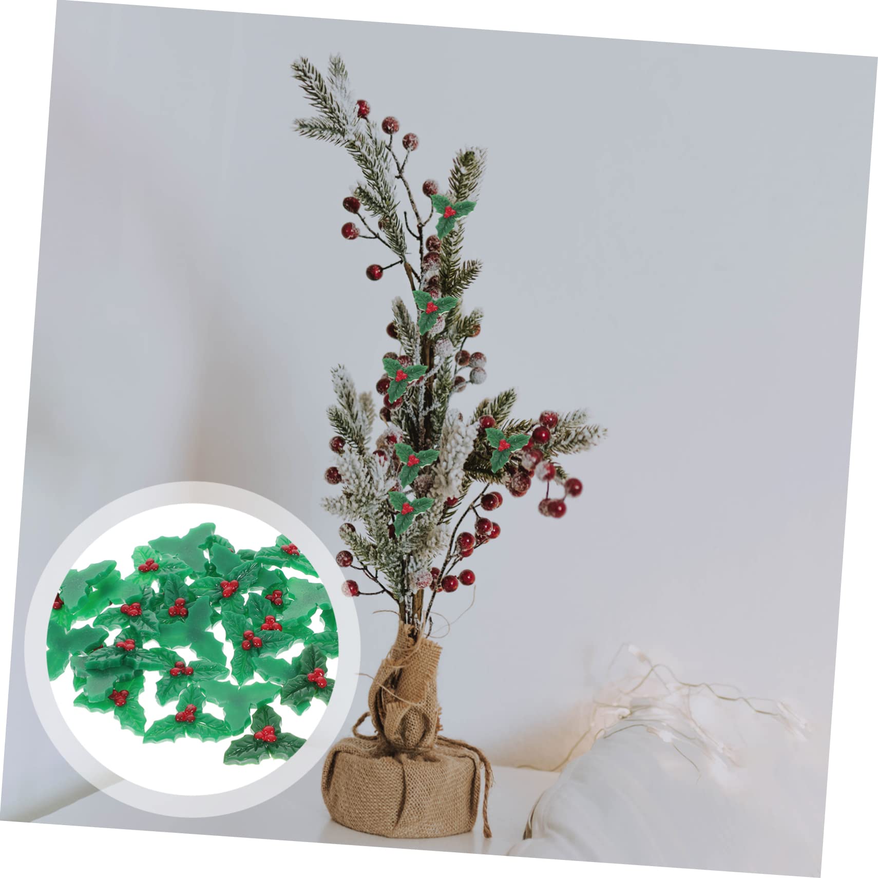 Abaodam Lot De 5 Décorations De Noël en Résine Houx Feuilles Baies Couronne De Sapin De Noël 30 Pièces X 5