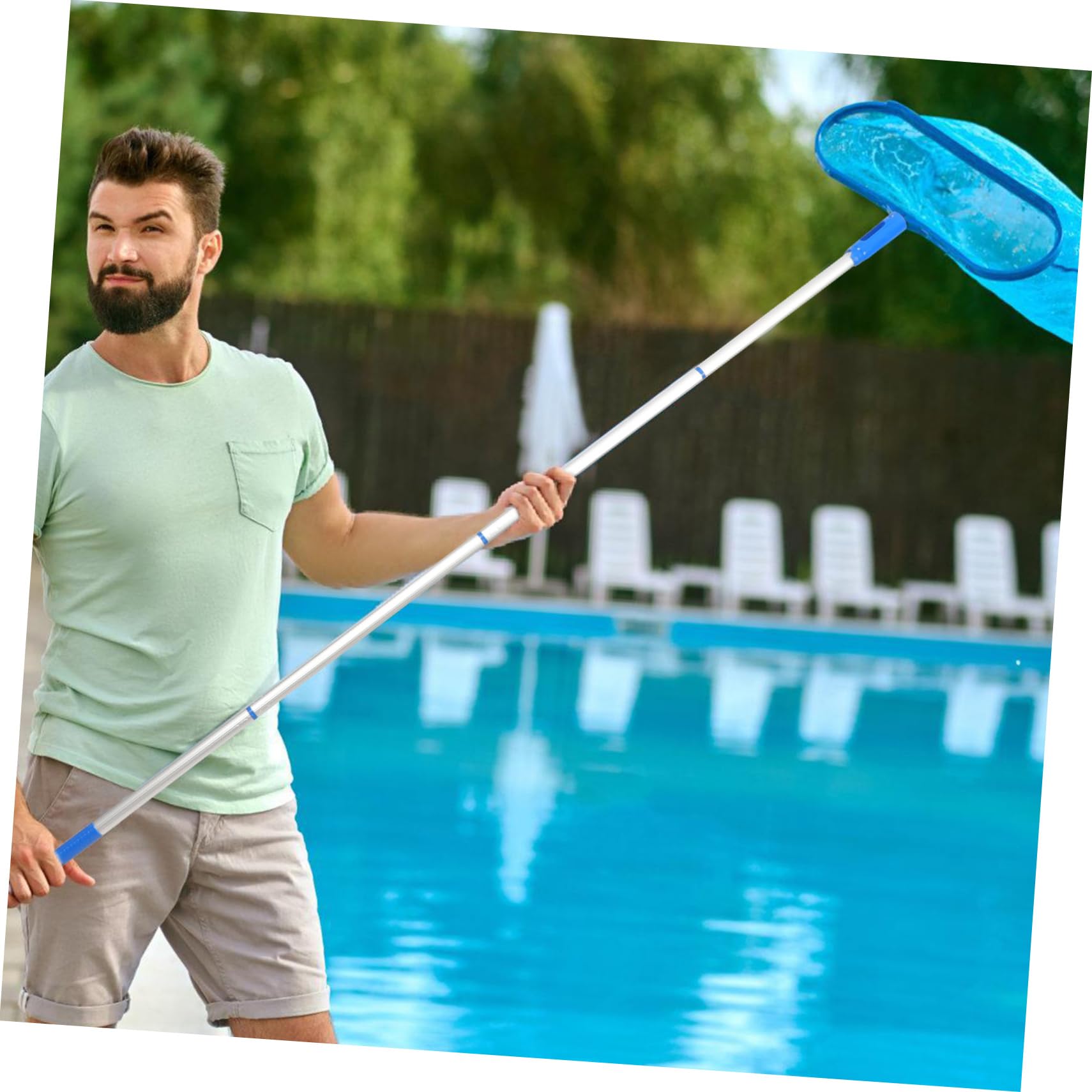 SUPVOX 3 Ensembles Perche télescopique pour Filet de pêche étagère pôle Panier Skimmer Piscine étang à Poissons - Accessoire de Skimmer Poteau réglable Poteau de Piscine en Aluminium PP