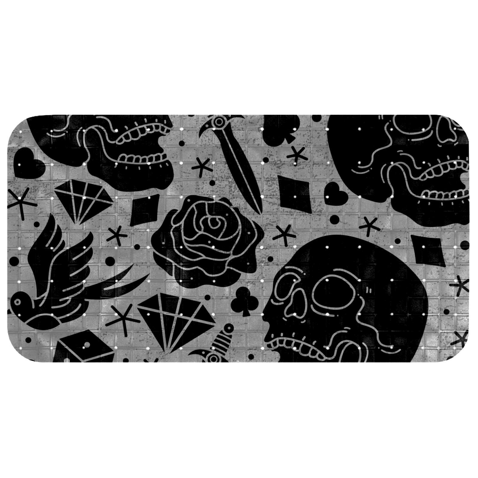 Tapis de bain Bennigiry avec ventouses tapis de douche tatouage d'horreur