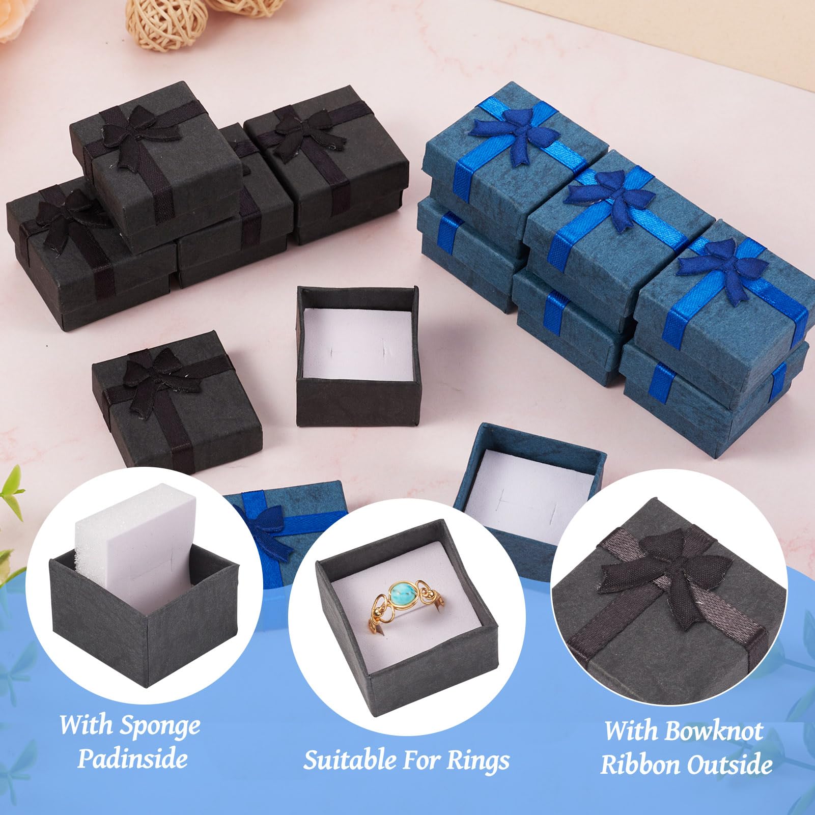 2 Scatole Regalo Portagioie In Carta Kraft - Quadrate Con Apertura Estraibile - Per Collane, Bracciali, Orecchini - Ideale Per Nozze E Natale - 2