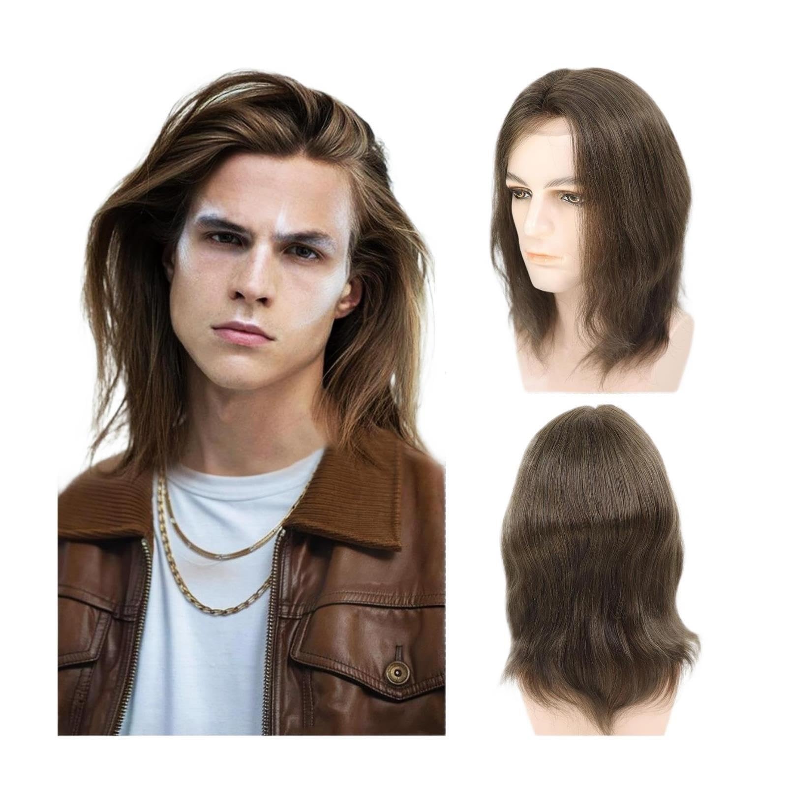 Pelucas de cabello humano liso de 13 "de largo for hombres