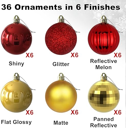 Vista 171 de 18 esferas medianas decorativas navideñas para árbol de Navidad, inastillables, para colgar, color púrpura, 2.5 pulgadas, paquete de 18