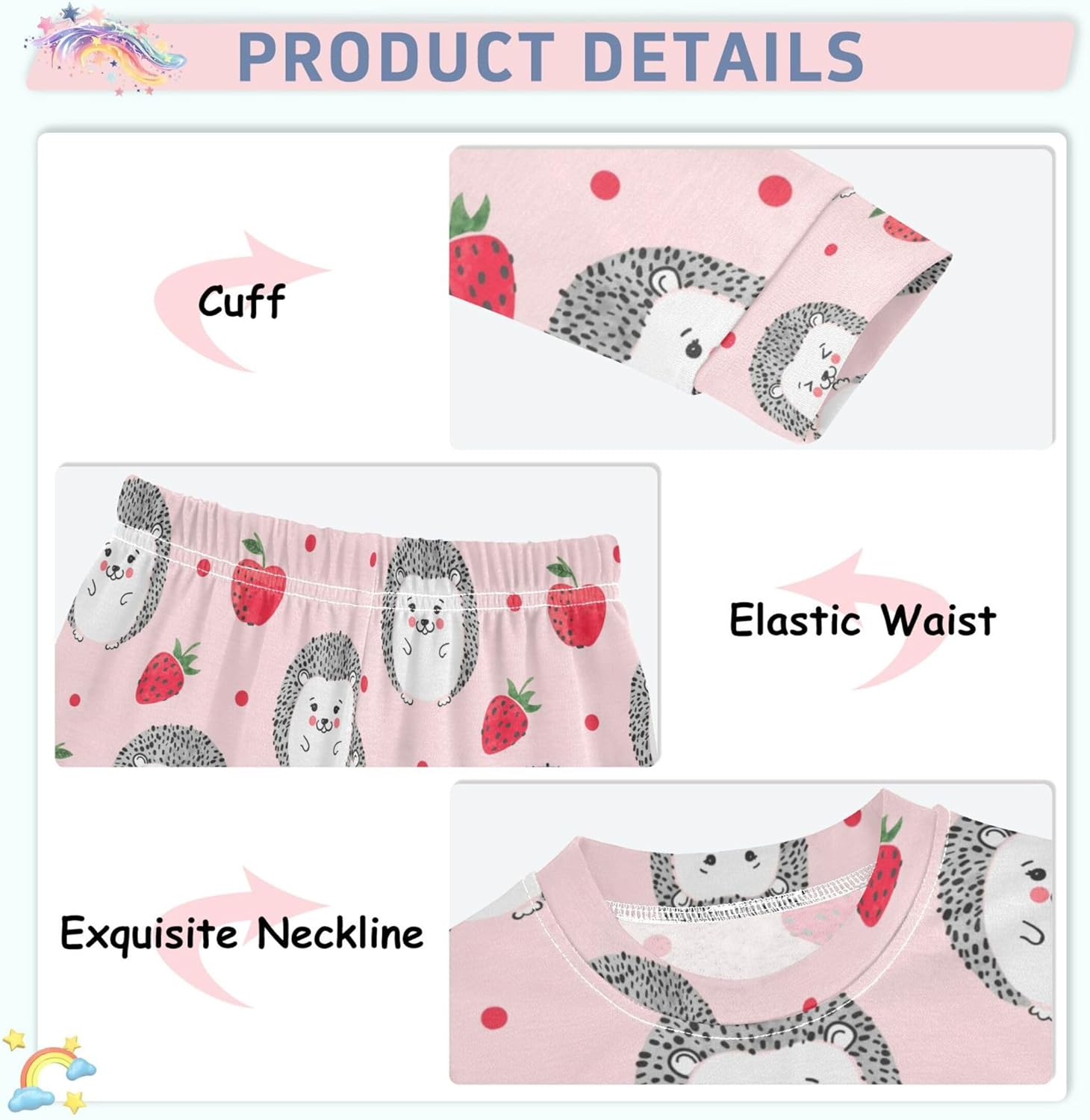 Pajama Sets Long Sleeve Top with Pants Cotton Soft Sleepwear 2 Piece Pjs Set - Image 3