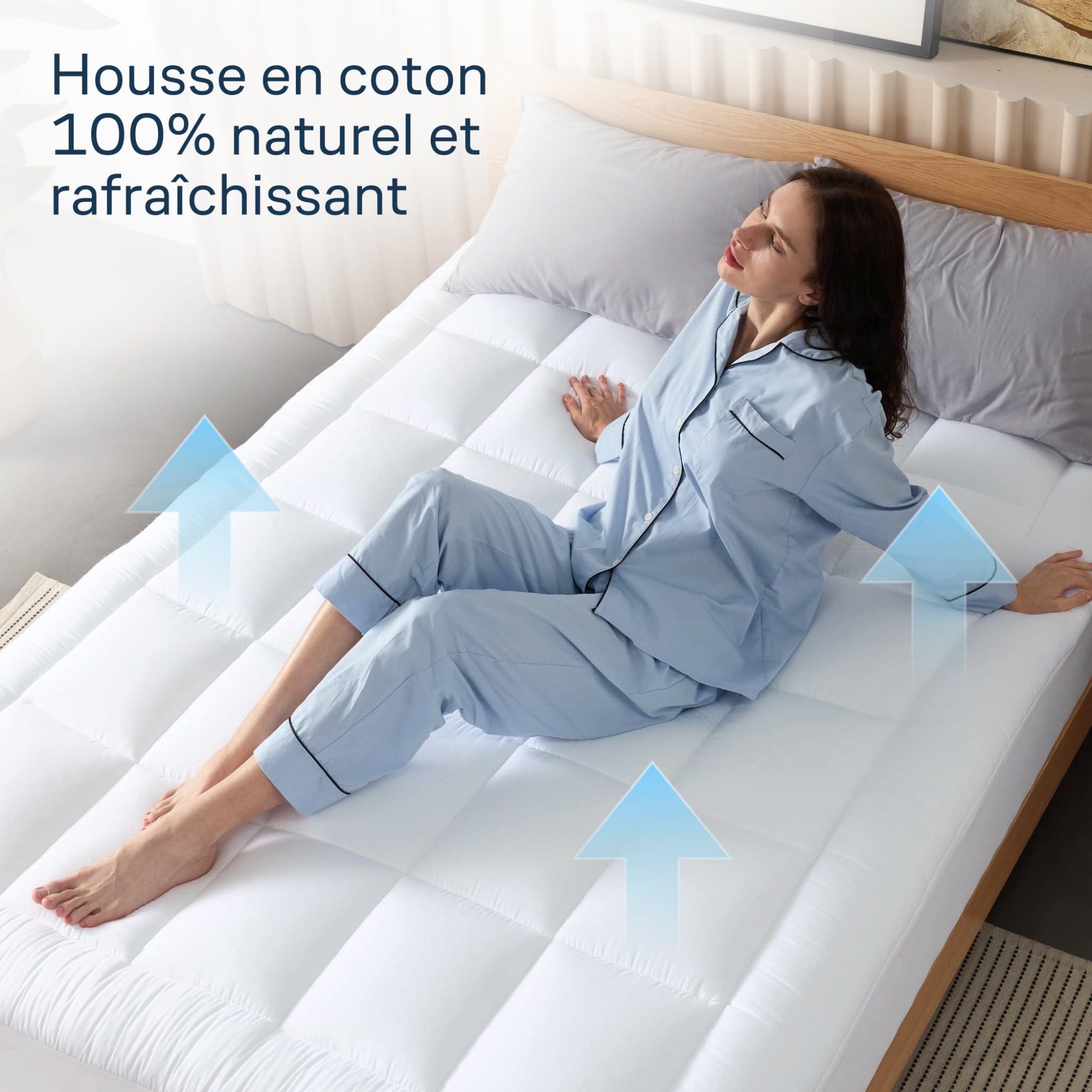 Cotton 100% 130T Mattress Topper 90x190 cm, 600 GSM with Skirt 7D/3D 50/50