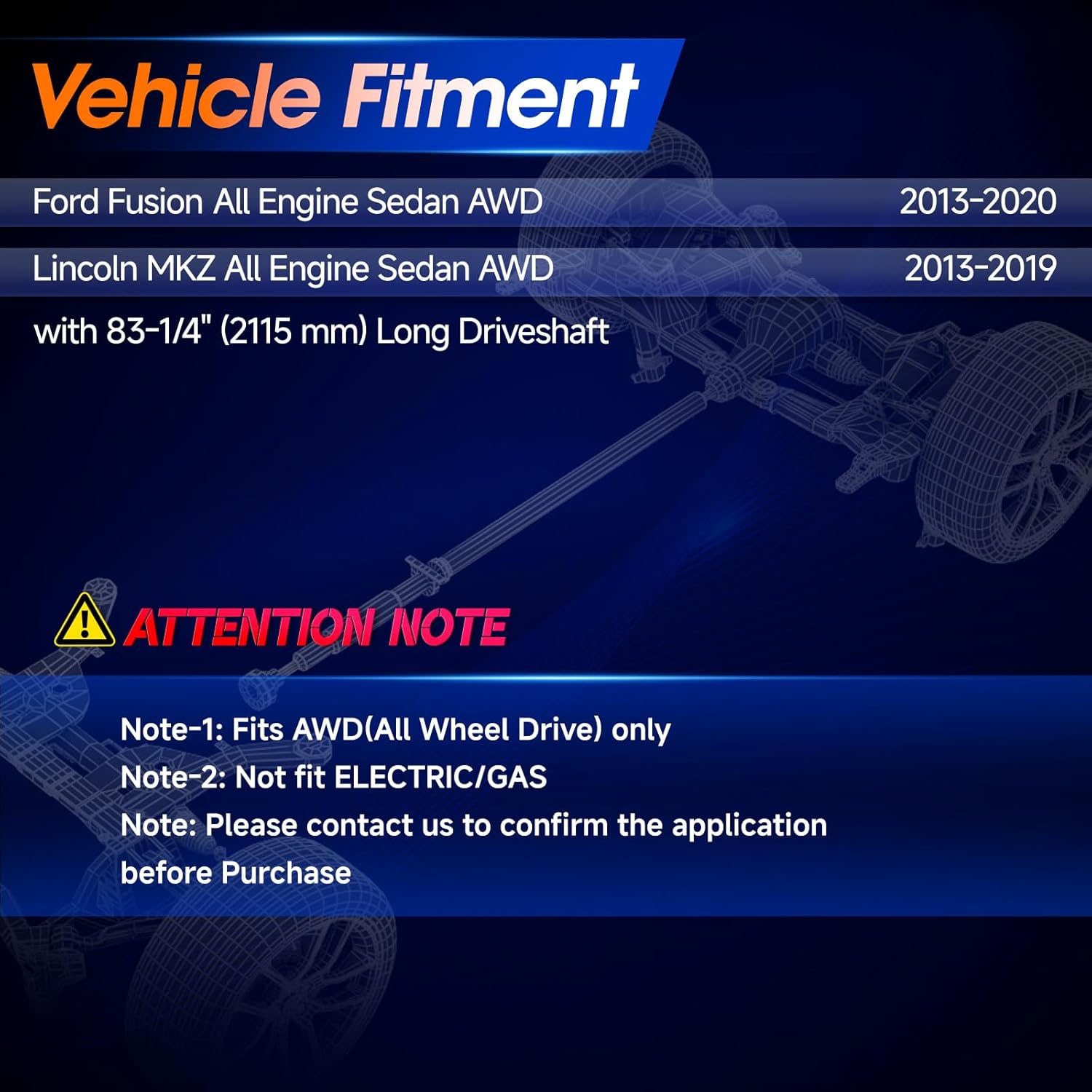 Rear Drive Shaft Prop Shaft Driveshaft Assembly Fit for Ford Fusion 2013-2020 & Lincoln MKZ 2013-2019, Sedan AWD All Engine, Replace# 652024, DG9Z4R602A