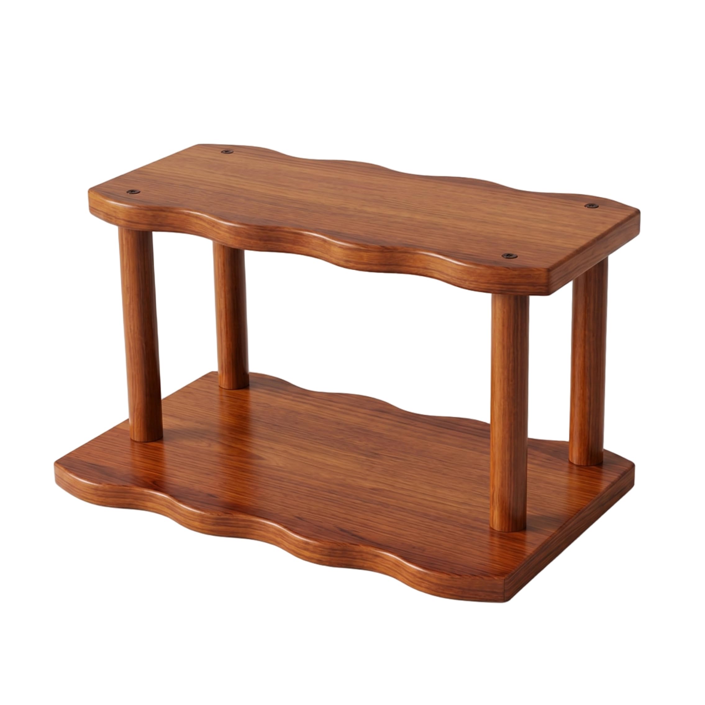 Tapallmy Small Desk Shelf 2-Tier Desktop Organizer Shelf Wave Trapezoid Wooden Rack for Countertop Storage Walnut