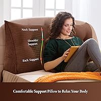 Vista 2 de Almohadas de cuña para cabecero de cama, almohada de cuña para cabecero, almohada triangular, almohadas de cuña, almohada con funda extraíble, Café