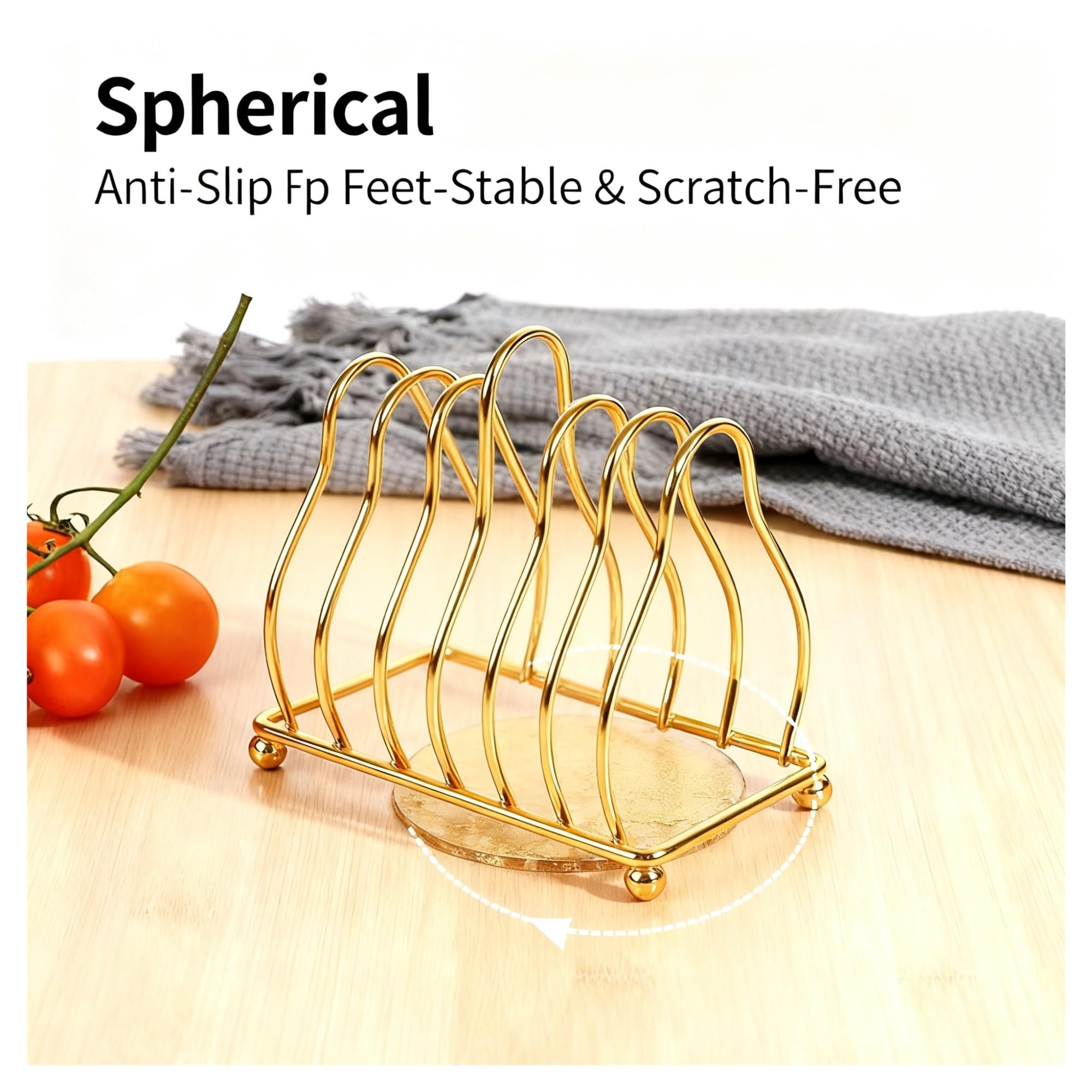 Soporte para Posavasos de Metal con 7 Ranuras | Estante vertical inoxidable para posavasos y vajillas de bolitas(Gold)