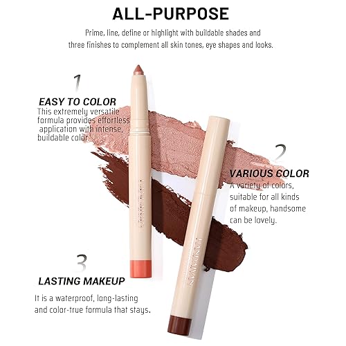 Miniatura 6 de Wismee Sombra de ojos en barra de maquillaje, cosméticos en barra de sombra de ojos, lápiz brillante y mate, sombra de ojos para maquillaje de ojos,