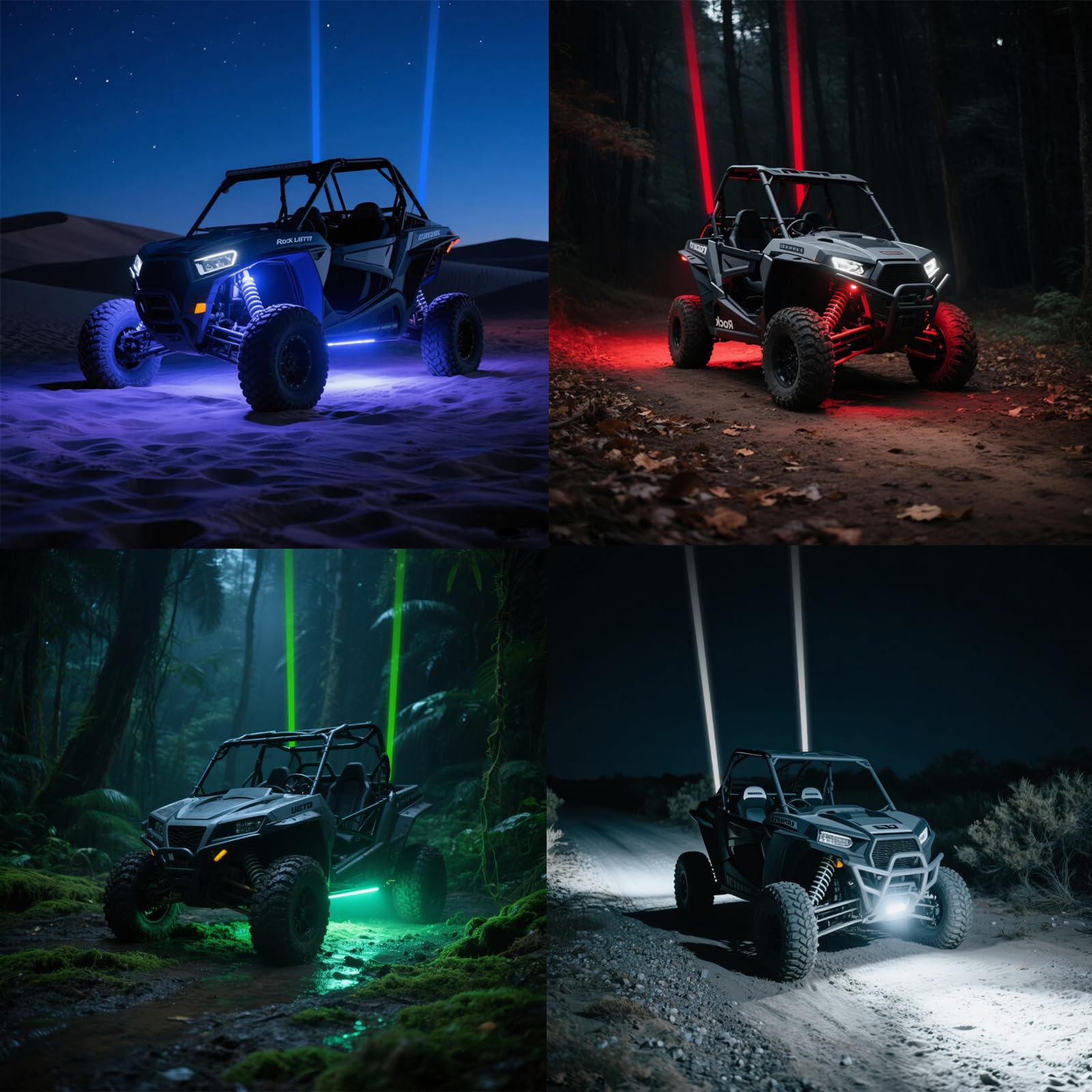 60 mm Whipless Led Whip Lights z przełącznikiem kołyskowym, zestaw combo, regulowane mocowania, kompatybilne z UTV/ATV/SXS/Polaris RZR/Can-Am/Maverick X3/CFmoto/Kawasaki, wielokolorowe