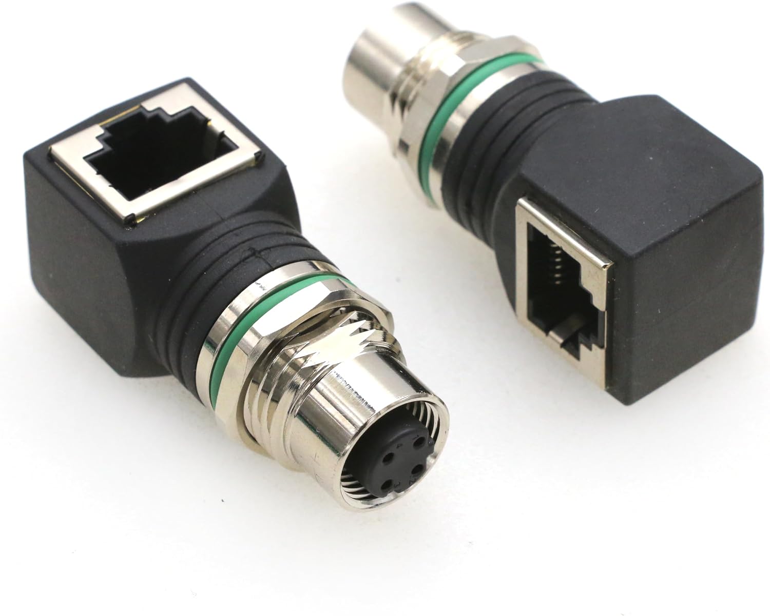 SZRMCC M12 to RJ45 Jack Adapter M12 D Code 4 Pin Male to RJ45 Female Bulkhead Waterproof Industrial Ethernet Network Adapter (4pin female-rj45 Female Right Angle, D-Code 4Pin)