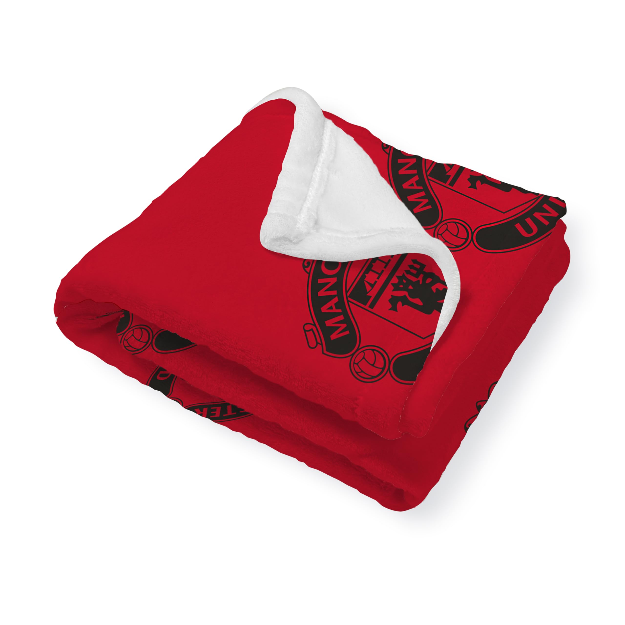 Manchester United FC Officially Licensed Fleece Blanket | Super Soft Warm Throw with Sherpa Reverse, Football Team Design | Perfect For Home, Bedroom, Sleepovers & Camping | Size 120 x 150cm