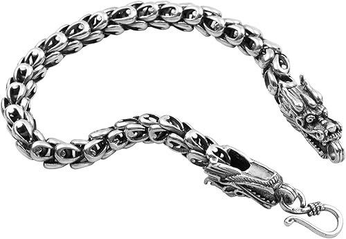 Miniatura 2 de Wellme Pulsera de plata de ley con diseño de dragón Hecho a mano Vintage 925 Joyería de 7 pulgadas, 7.5 pulgadas, 8 pulgadas, 8.5 pulgadas o 9