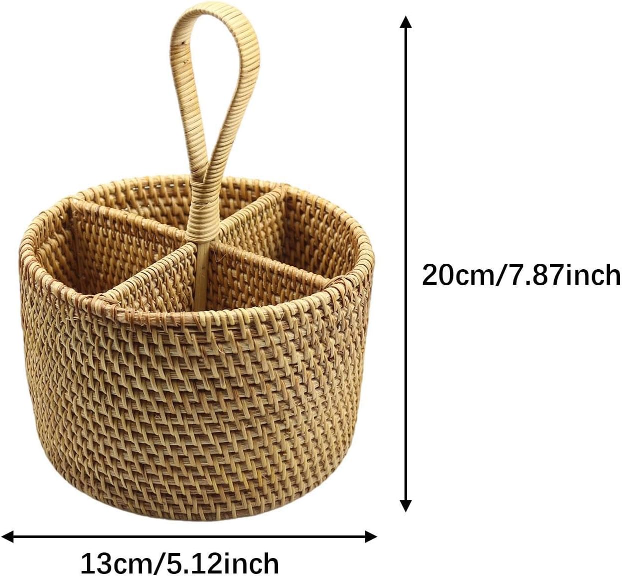 Utensil Holder Cutlery Holder Container for Spoon Fork Flatware Organizer Woven for Restaurant Dining Room Countertop Cooking, Round