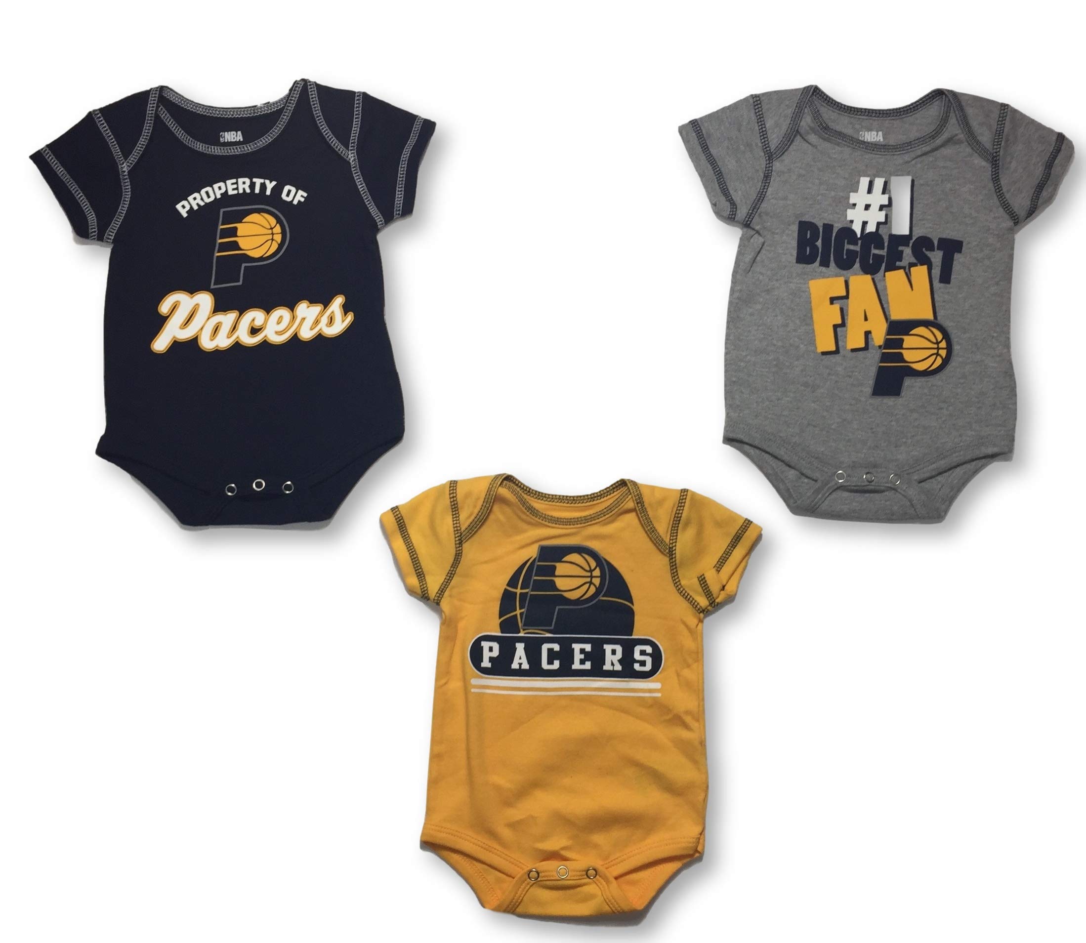 OuterStuff Indiana Pacers Baby Infant Boy's Creeper Bodysuit Set of 3 (0/3 Months)