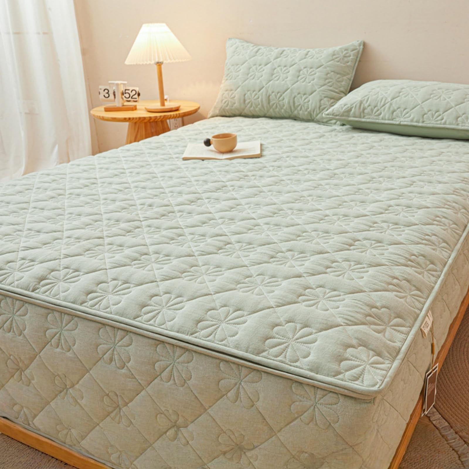 Morbuy Coprimaterasso Singolo Matrimoniale Impermeabile, Coprimaterasso Una Piazza e Mezza Antiacaro con Cerniera Morbida e Traspirante per Materassi Altezza 25cm (CM11 Bianco,200x220+25cm)
