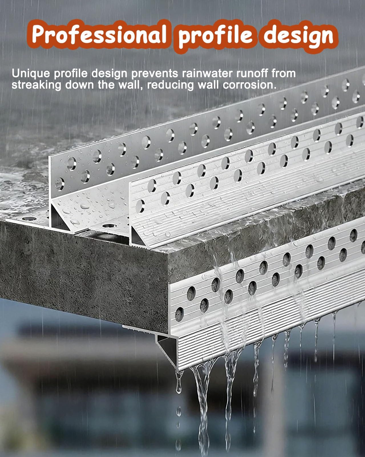 Tropfkante Außen-Aluminium-Dach-Tropfkantenprofil, Eaves-Unterseite Wasserführungsleiste, Balkon- und Fenster-Regenabweiser-System, einfach zu installieren