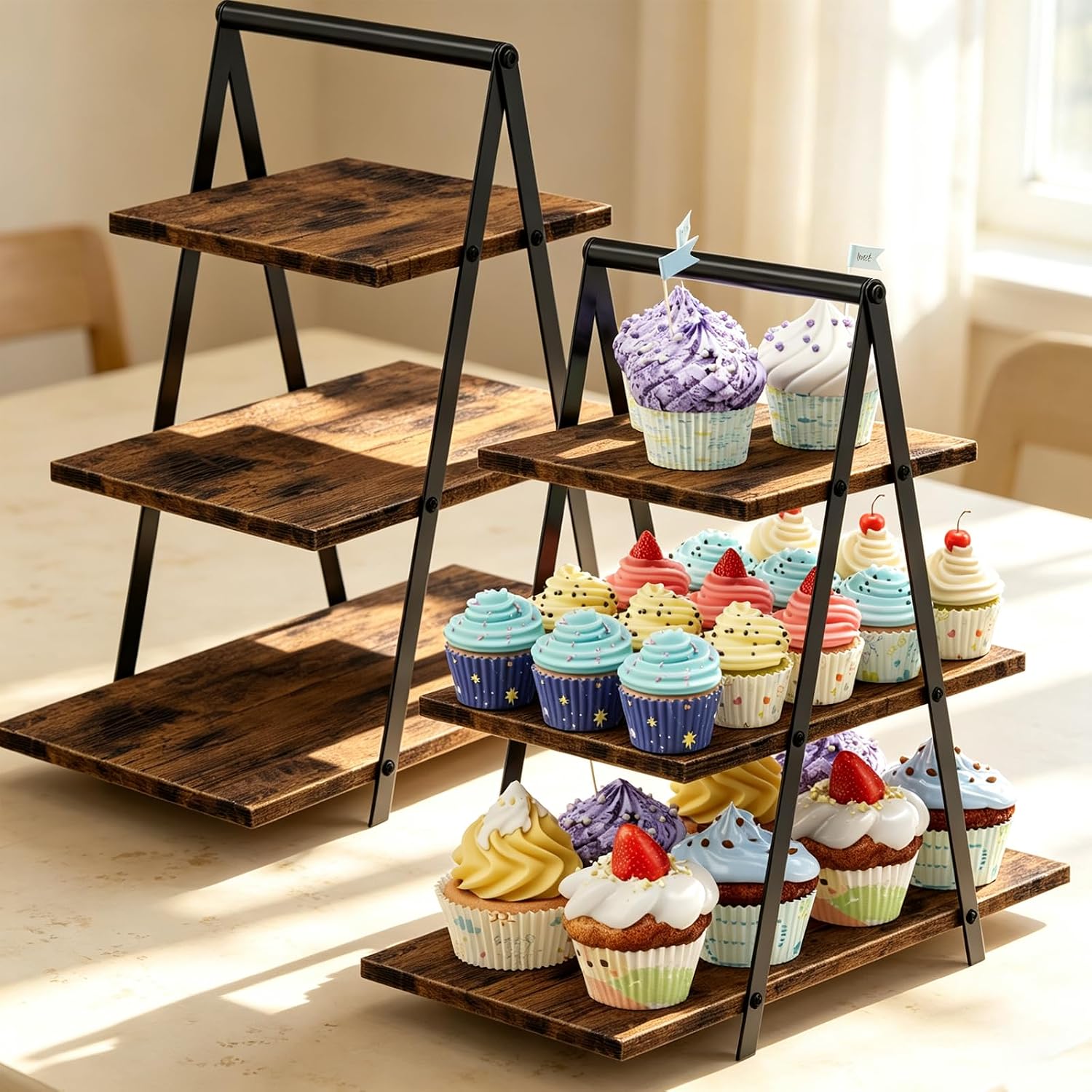 OYEAL 2 Pack Cupcake Stand 3 Tier Dessert Stand for 56 Cupcakes