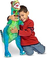 Vista 8 de Melissa & Doug T-Rex Dinosaur - Lifelike Stuffed Animal (Over 2 feet Tall) Giant Blue Stuffed T-Rex Plush Toy