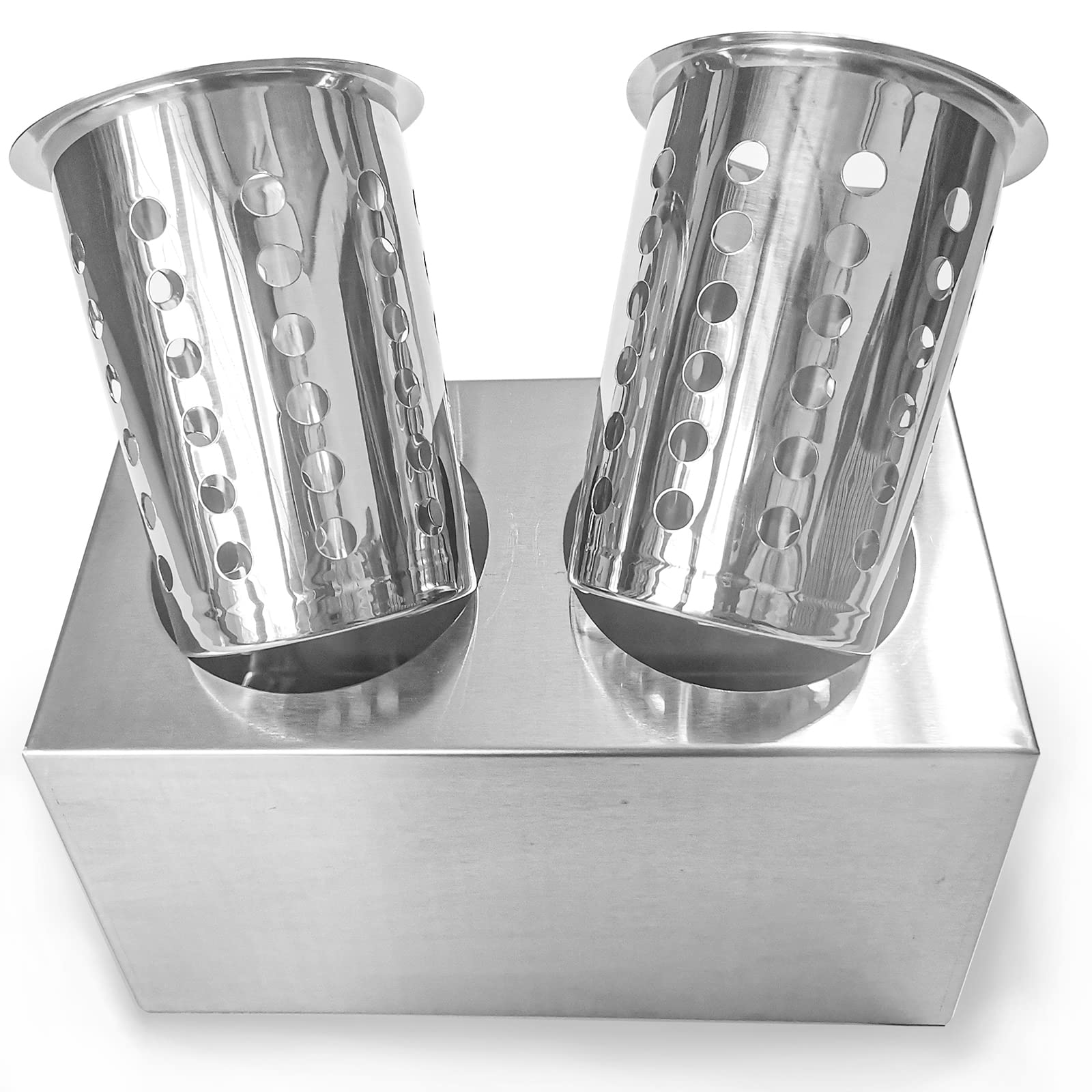 Organizador de cubiertos de acero inoxidable para cubiertos de acero inoxidable con 2 agujeros