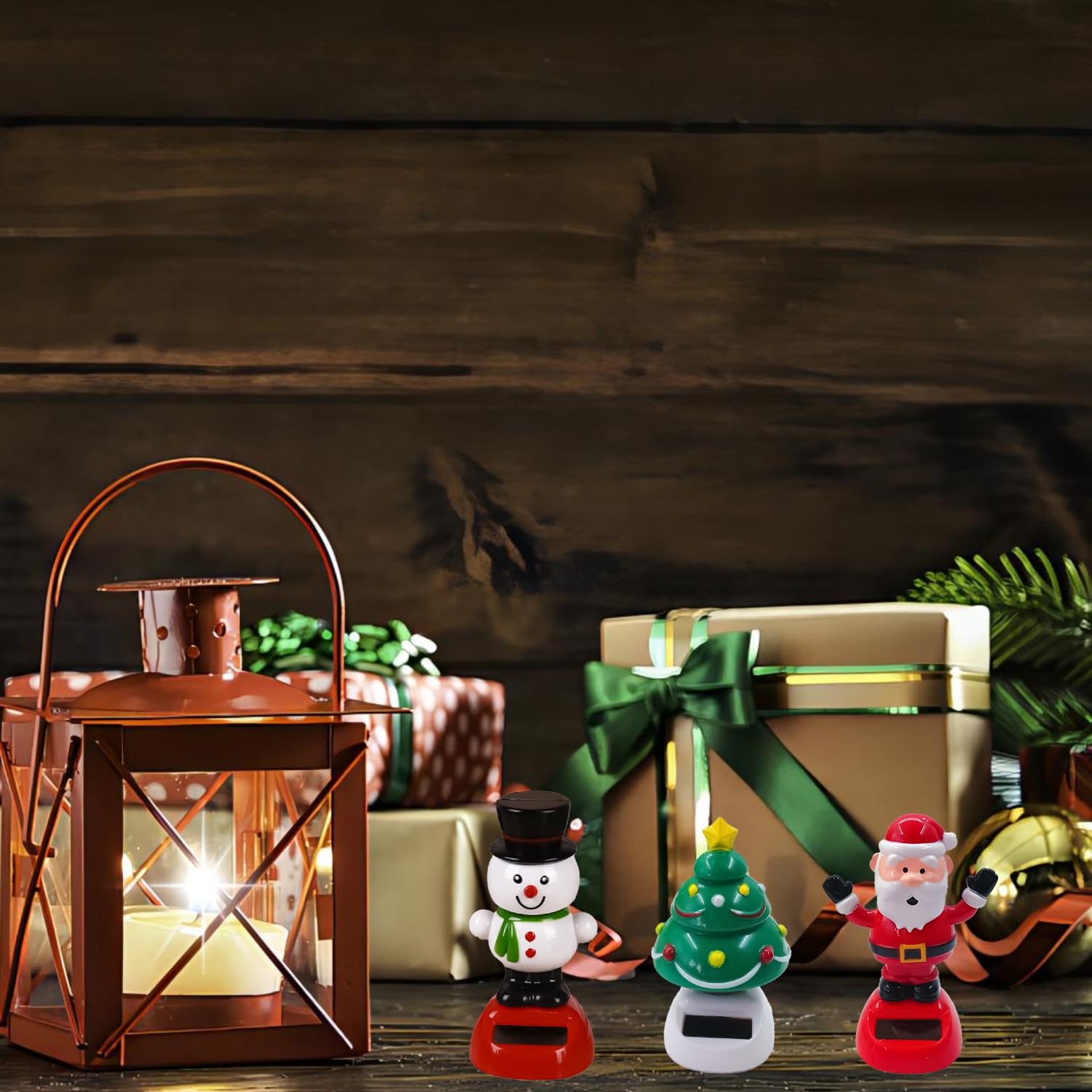 MEISH 3pcs Christmas Solar Dancing Toys Christmas Theme Figure Bobble Head Toy Holiday Solar Dancing Toy Car Dashboard Ornaments Home Desk Decor for Xmas Accessories - Image 2