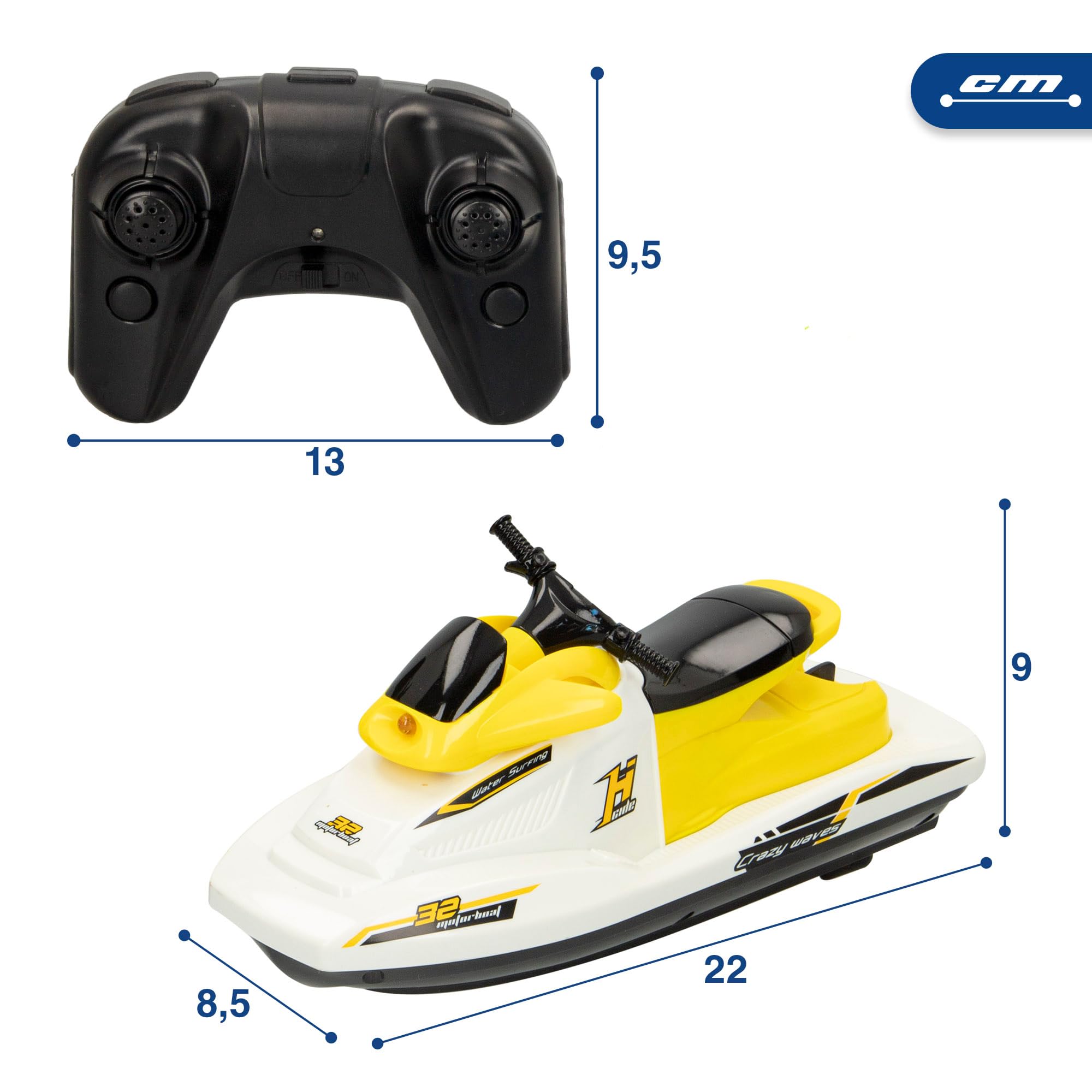 ColorBaby 49987 Motor Boat Moto de Agua teledirigida, Escala 1:47, Contiene 2 Piezas, batería incluida, Barcos teledirigidos, Moto de Agua RC, radiocontrol, Juguetes para niños