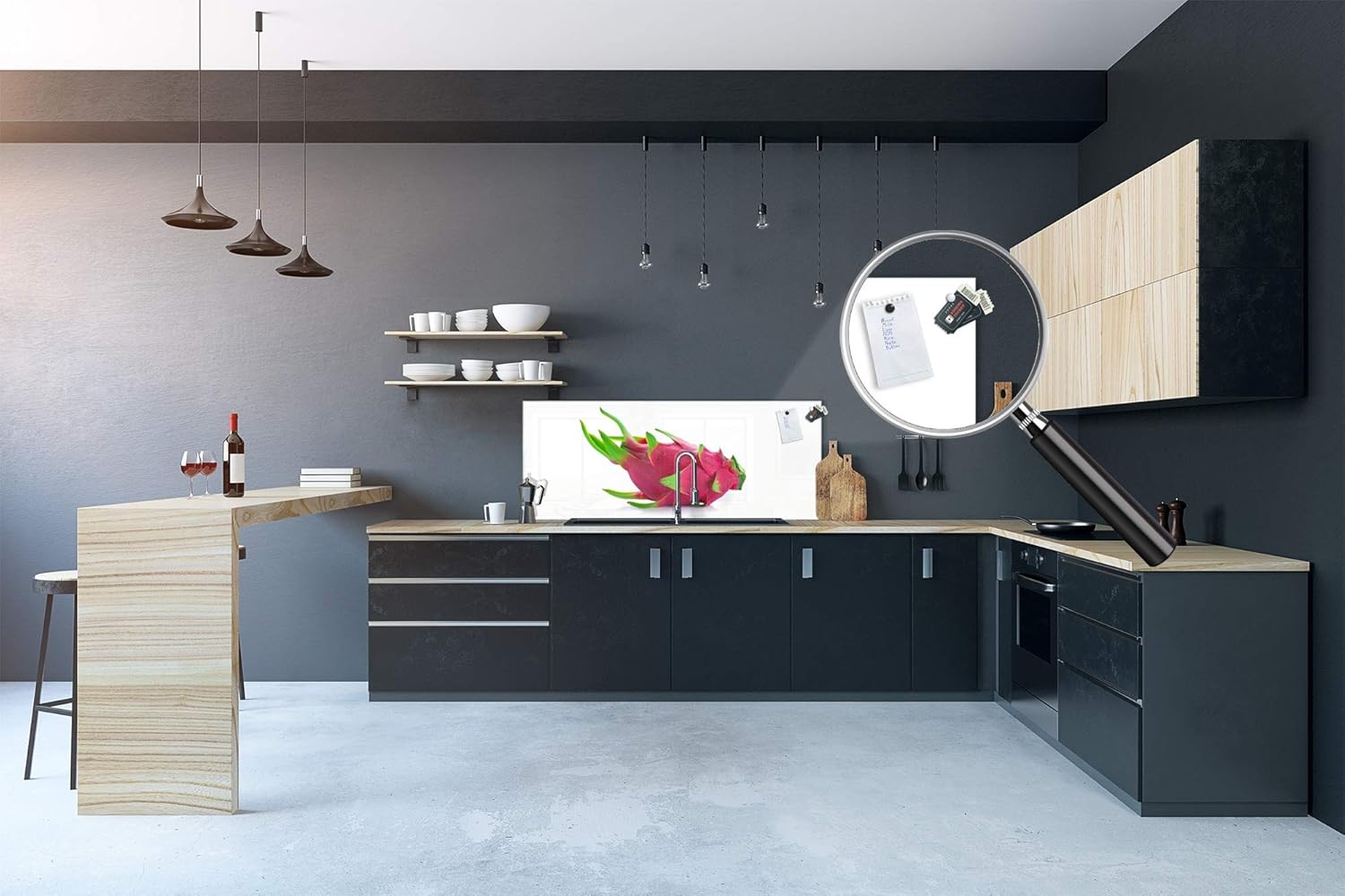 Large format horizontal backsplash -Art design magnetic tempered glass Fruits&Veggies Series MBBS05: