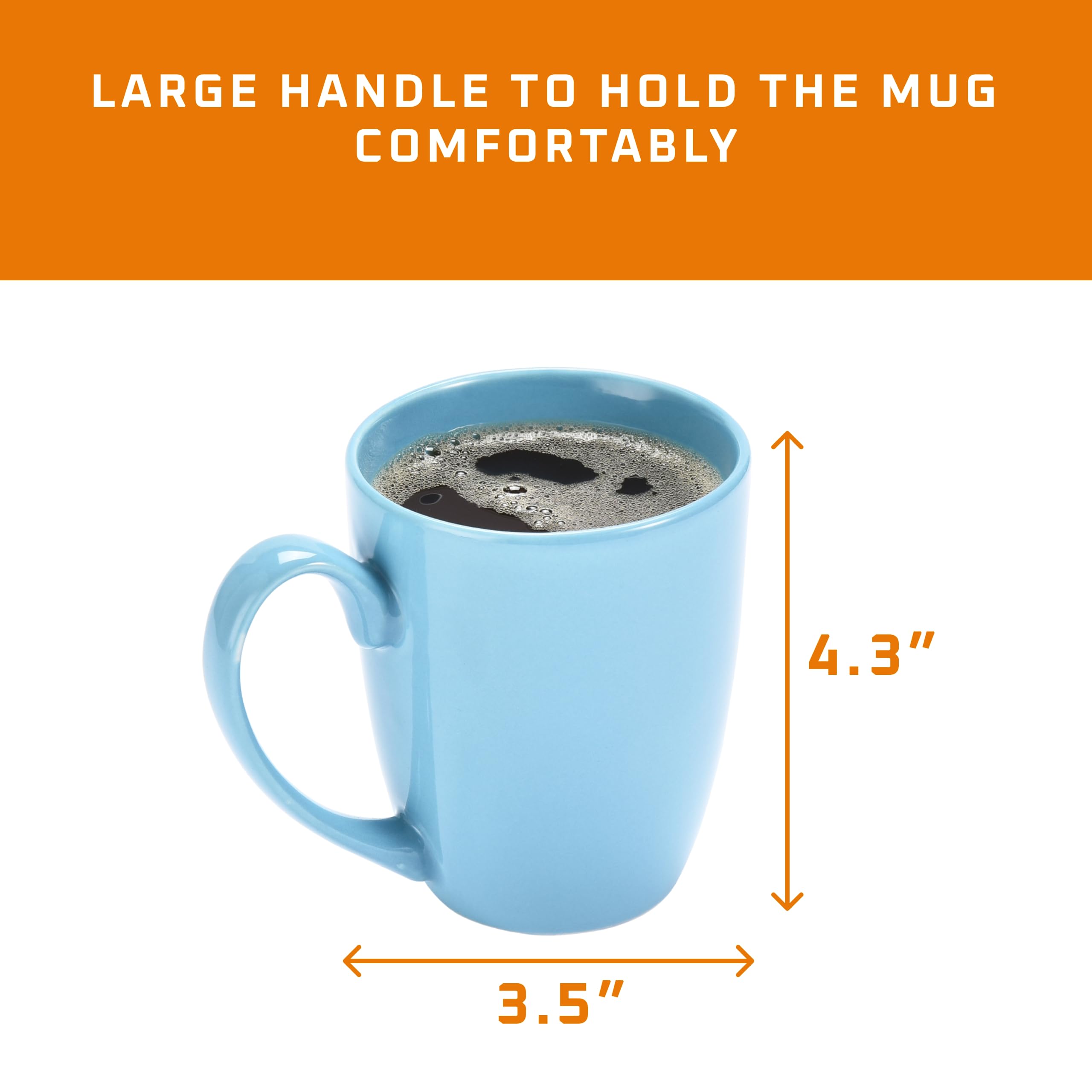 Bruntmor Ceramic Coffee Mug Set of 6 - Unique Coffee and Tea Mug Set - Coffee Cups Ceramic, Microwavable Mug - Hot Tea and Coffee Cup - Dishwasher And Microwave Safe Bulk Coffee Mugs - Blue