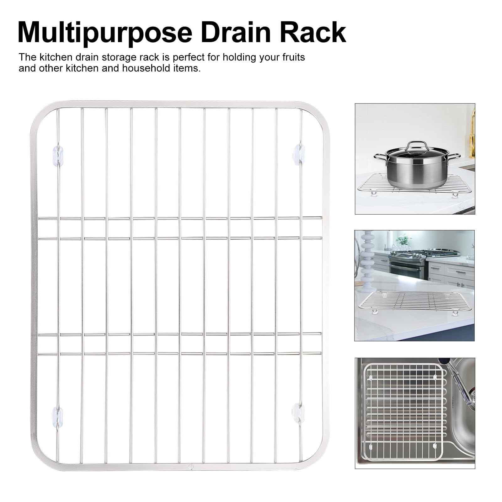 BESPORTBLE Scolapiatti in Acciaio 304 Portaoggetti per Stoviglie Griglia Ventilata Scolapiatti per Lavello Cucina 318X267X23 CM Resistente e Antigraffio per Asciugatura Stoviglie e