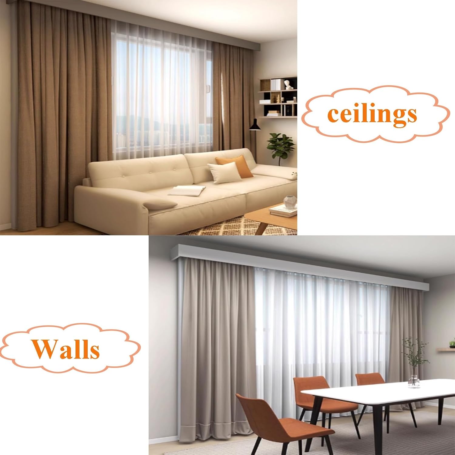 Premium White Curtain Track System, 290cm/114.1in Wall-Mounted Sliding Rod for Privacy & Room Division, Ideal for Living Room & Bedroom, Easy Installation