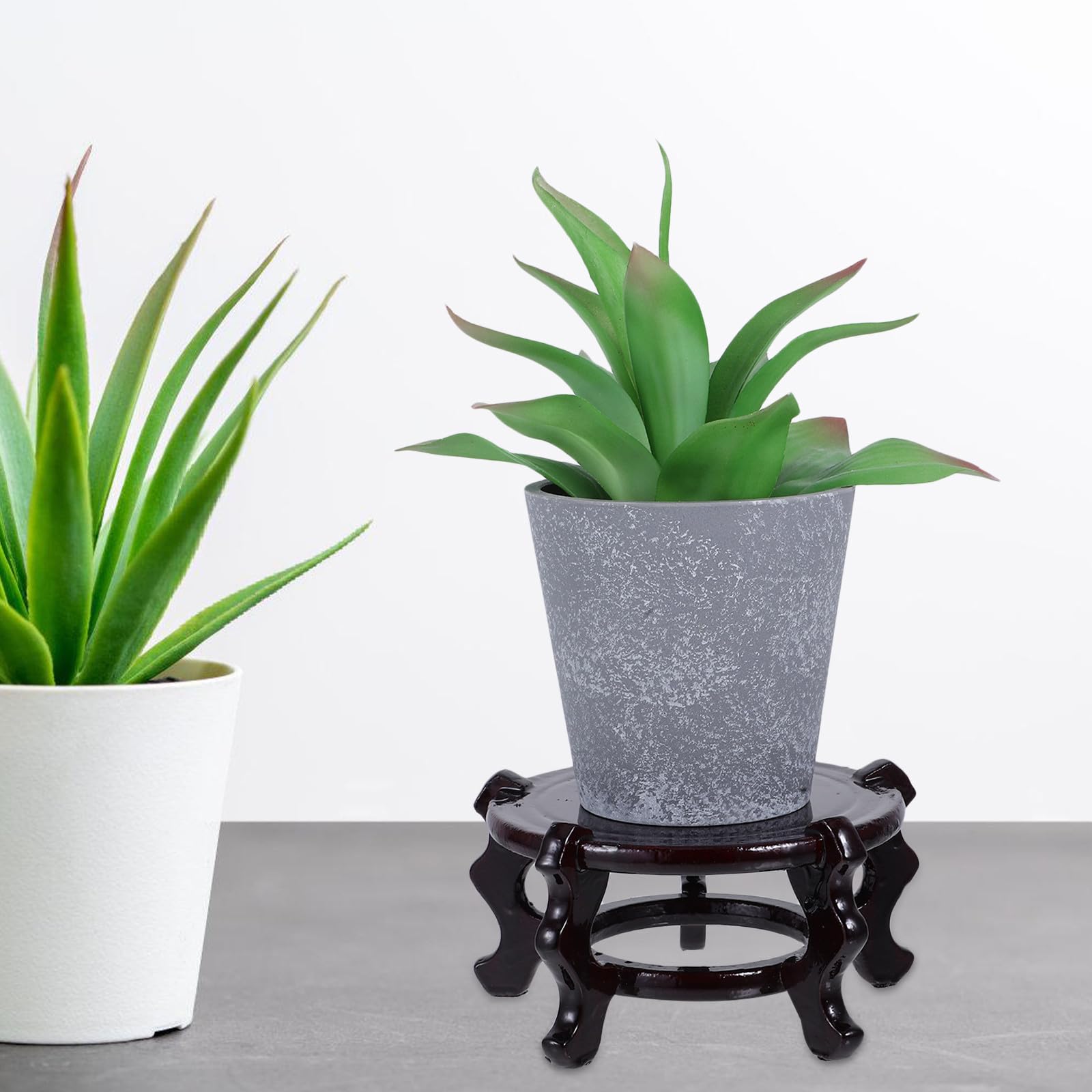 NOLITOY Soporte para Macetas de Madera Maciza Marrón, Base Redonda Resistente para Plantas Interiores, Estante Creativo de 2 Piezas Adecuado para Cualquier Rincón del Hogar