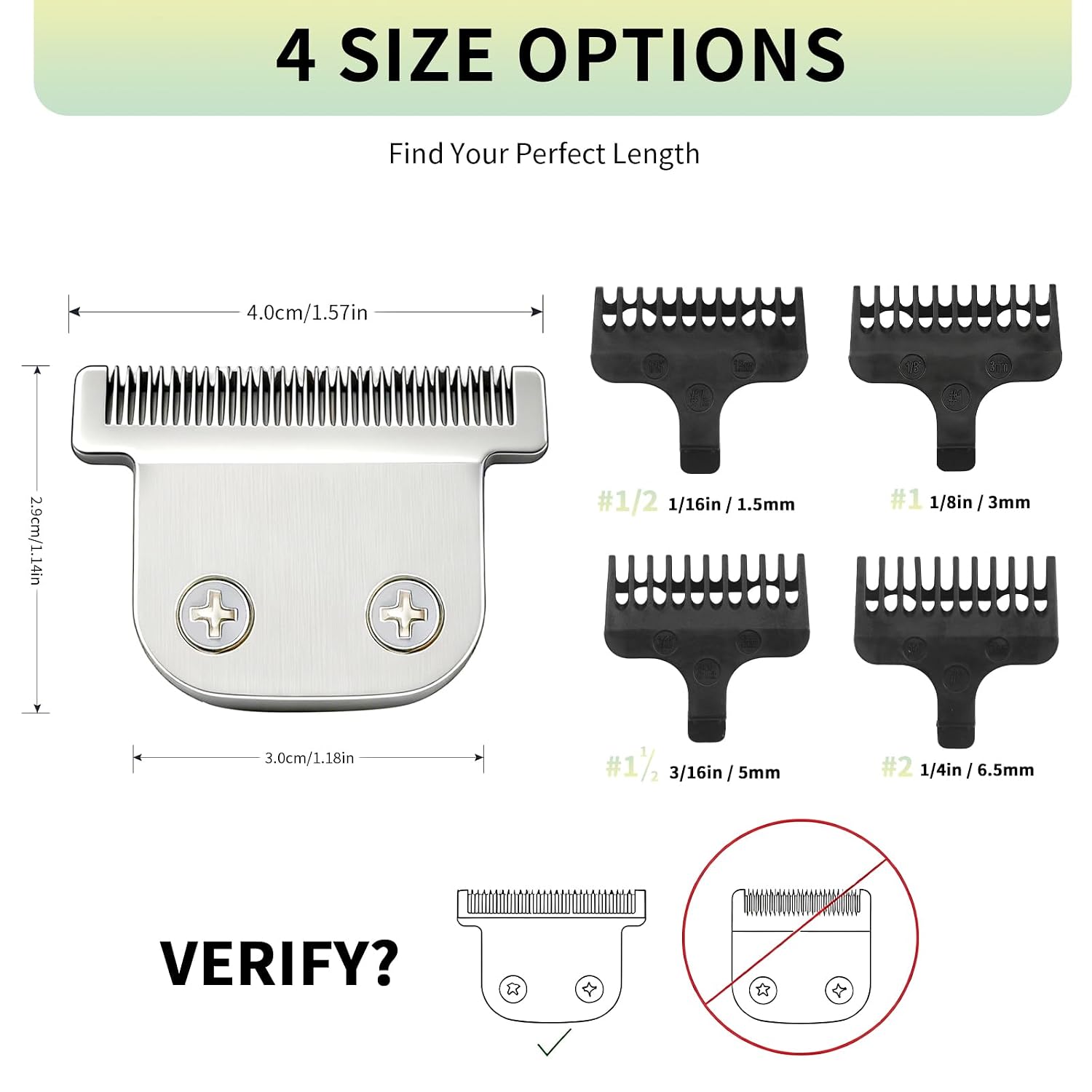 T-Blade & Comb Kit for Wahl Trimmers, Includes 1.5mm 3mm 5mm 6.5mm Combs & 2 Replacement Blades, Compatible with Wahl 9864 9864SS 9686 9818A 9854L 9876L WSS3L SS2L Etc