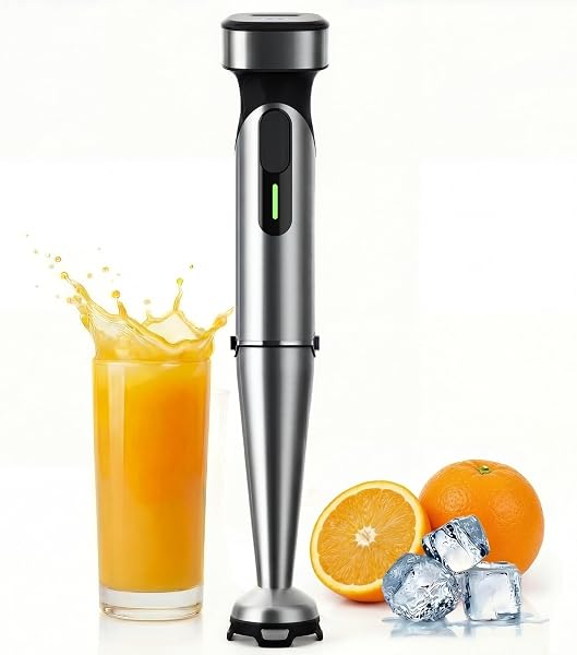 Turelar cordless immersion blender with rechargeable battery and metal shaft for blending soups and smoothies