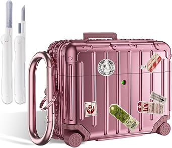 Filoto Compatible with Airpods Pro 3 Case 2025, Cute Fashion Suitcase Design for Airpods Pro 3rd Generation Case Cover, Shockproof Protective Hard Case with Keychain/Cleaner Kit