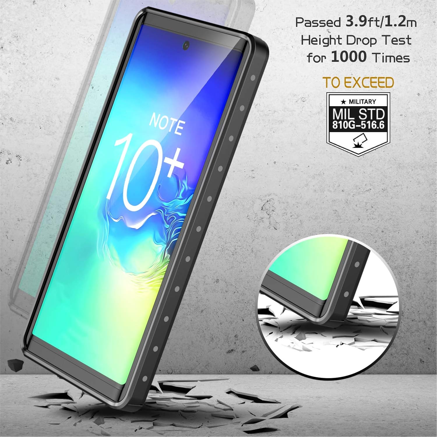 Temdan Samsung Galaxy Note 10 Plus Waterproof Case,Heavy Duty Full Body Shockproof Case Built in Screen Protector Underwater Case for Samsung Note 10+ Plus(Fingerprint Unlock with Fingerprint Film)