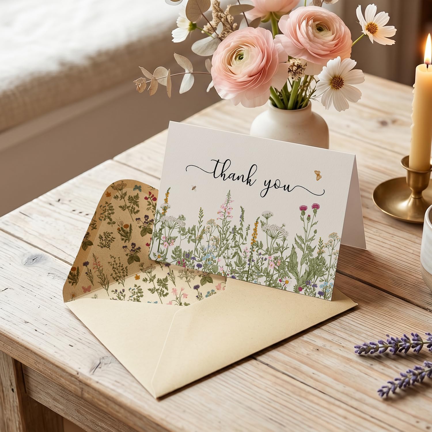 Artoid Mode 24 Pack Wildflower Floral Thank You Cards 5 x 7 Inch image 2