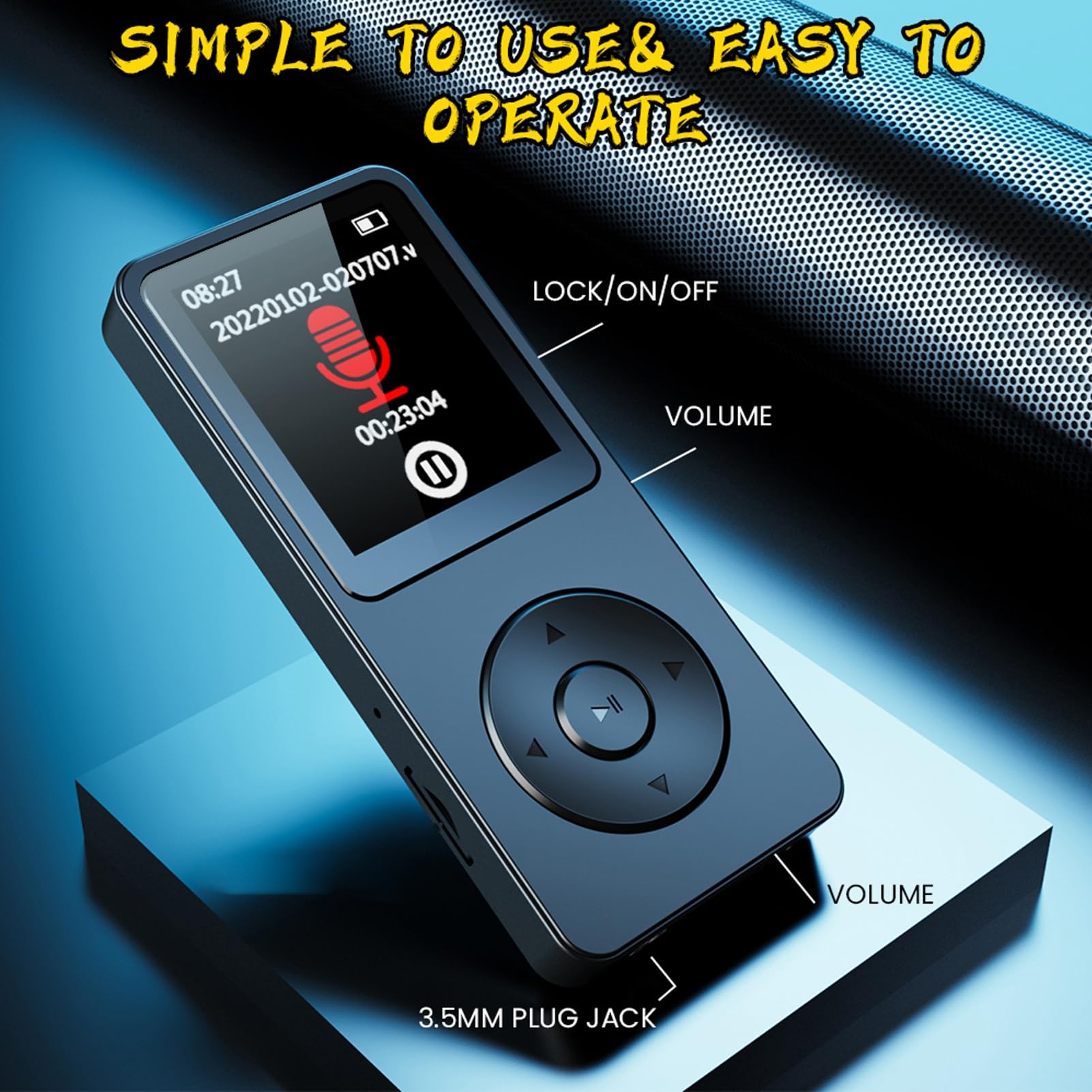 Sxhlseller Reproductor de MP3 Bluetooth 5.4 |Reproductor de Música HiFi LCD de 2,4" con FM, Grabadora de Voz y Memoria Ampliable para Deportes Al Aire Libre (con Tarjeta de Memoria de 128G)