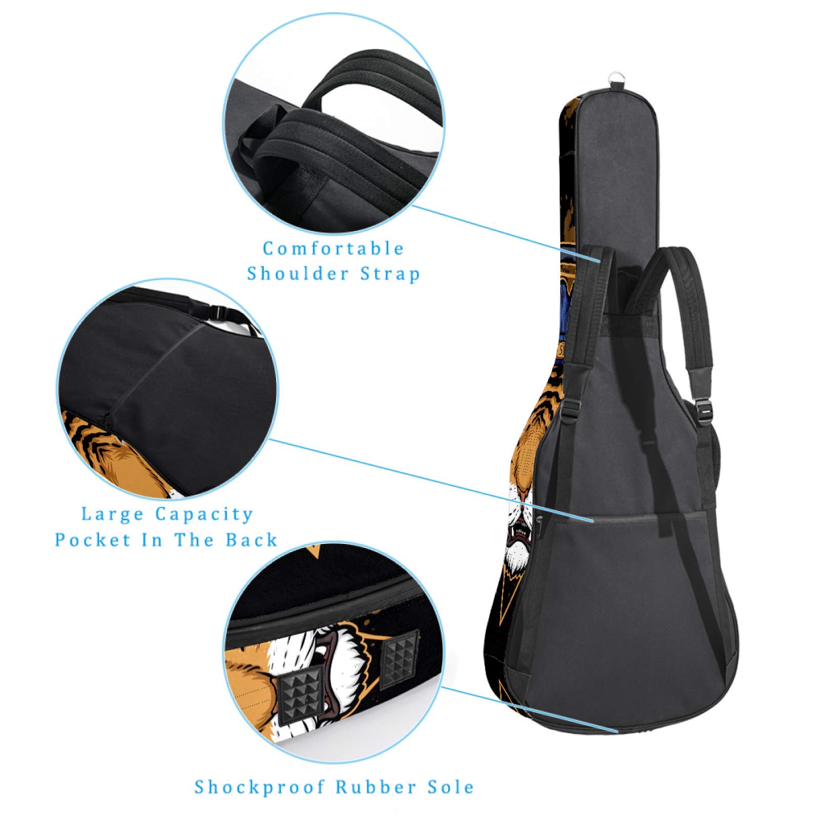 Chitarra Gig Bag impermeabile cerniera morbida chitarra zaino, basso acustico & classico folk chitarra elettrica borsa Tiger cuffie