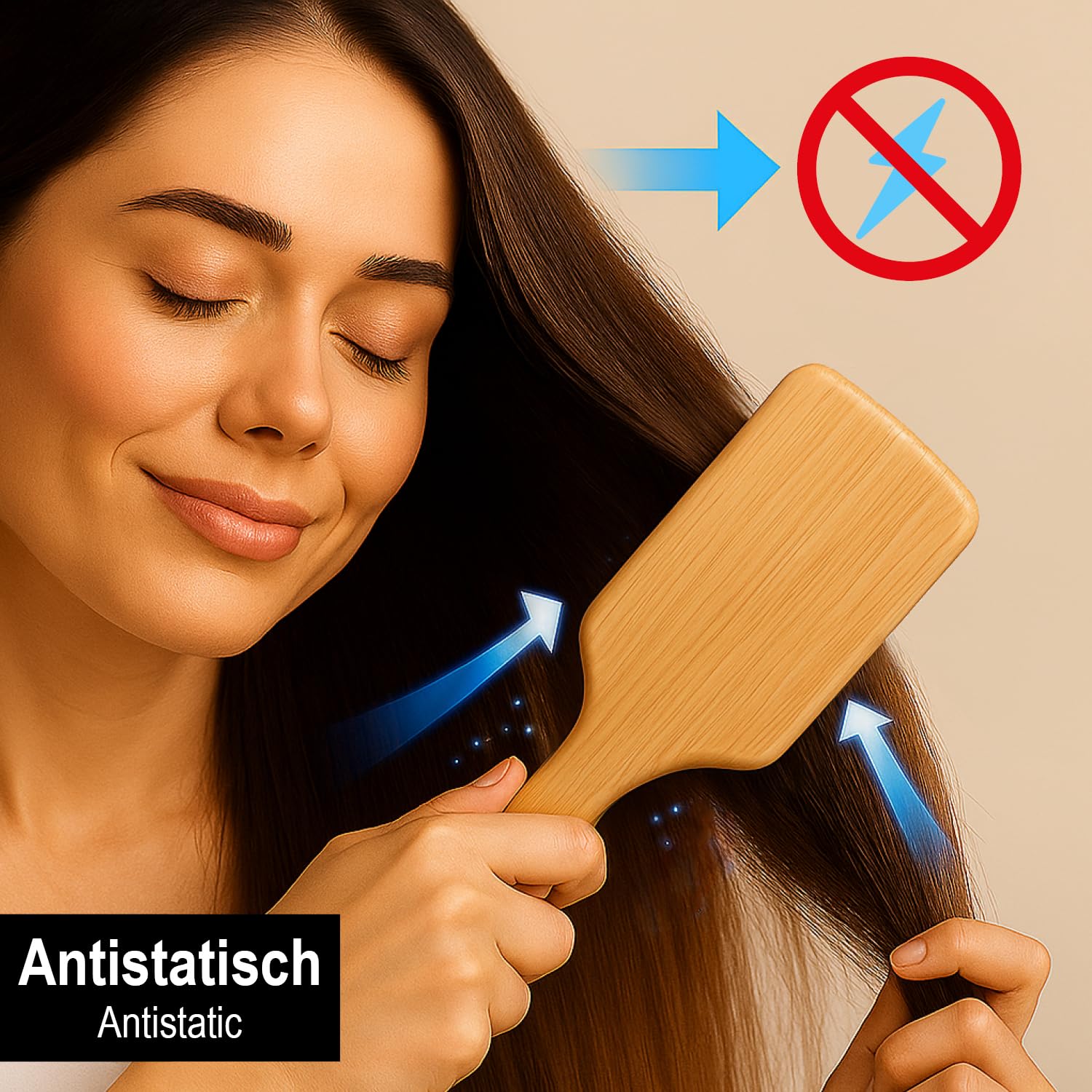 Wilhelm Sell® 2-piece bamboo hairbrush Set including natural bristles, Eco-friendly paddle brushes for women men and kids - Image 3