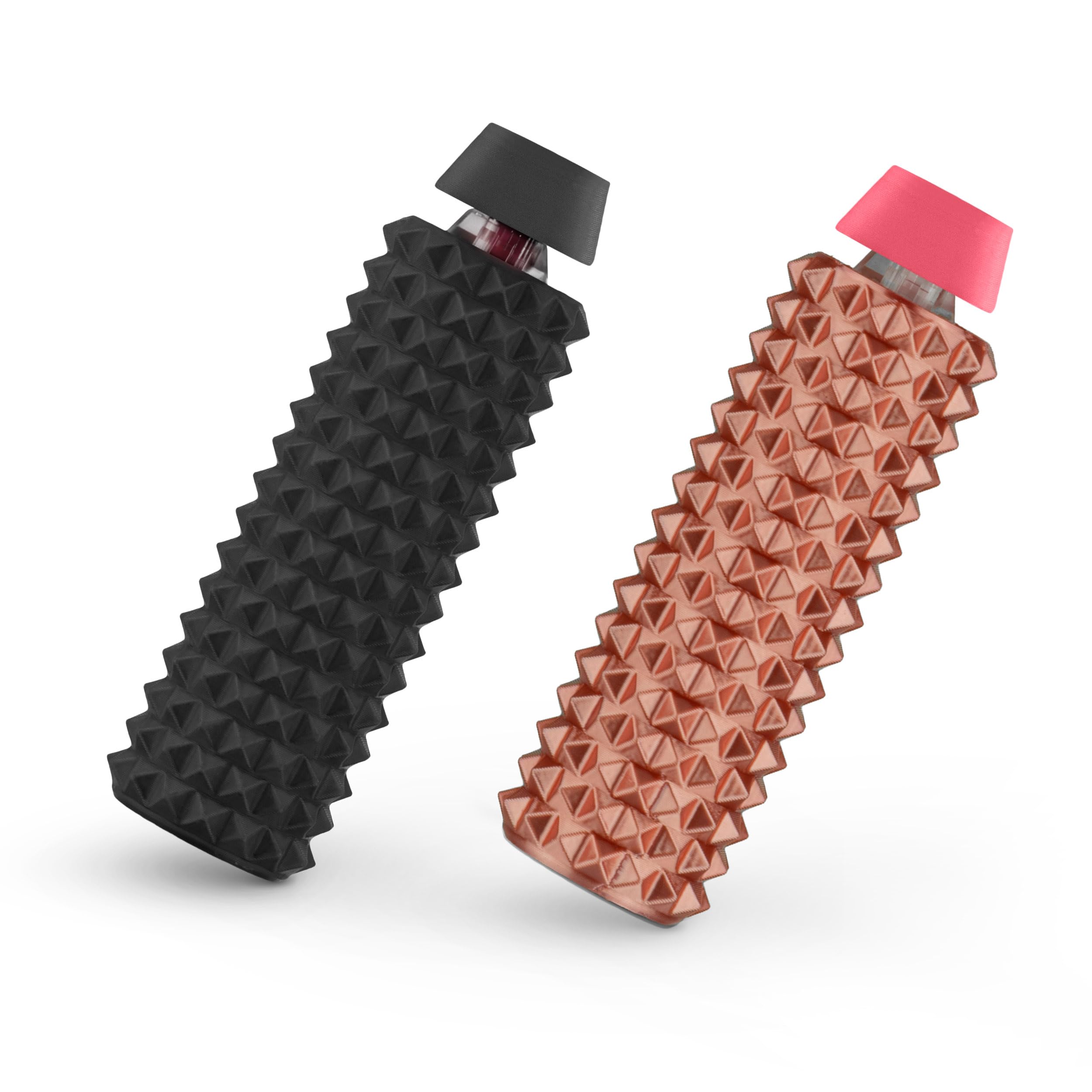 Distractibles Sensory Spike Roller Clicker, Tactile Pain Stim Fidget with Clicker Switch, Pain Stimulation Roller with Lanyard (Black + Neon Rosé)