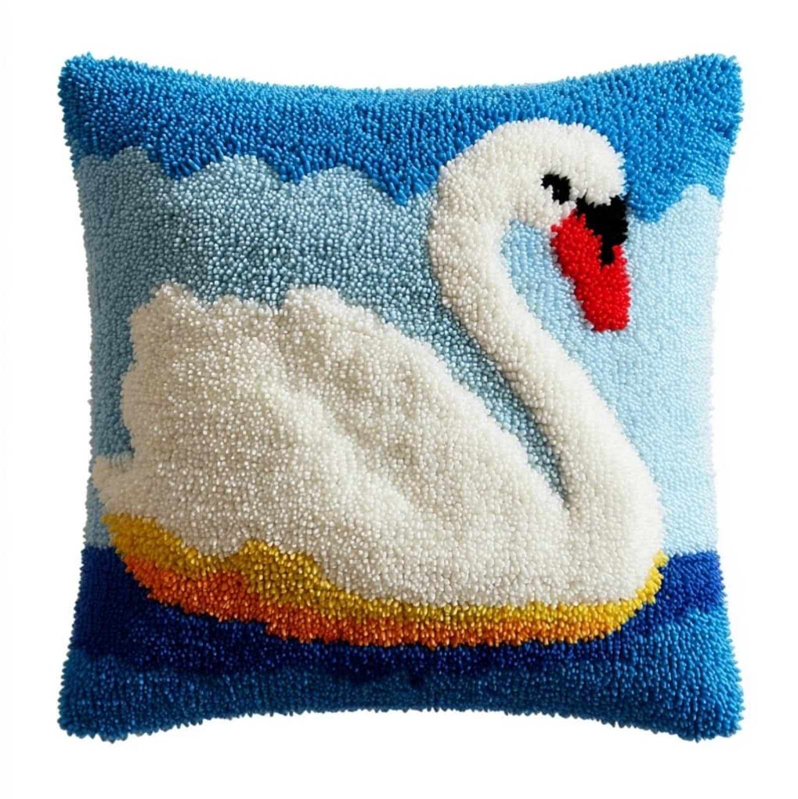 WallustrioaW Latch Hook Kits Pillowcase Embroidery Kit,Cartoon Swan