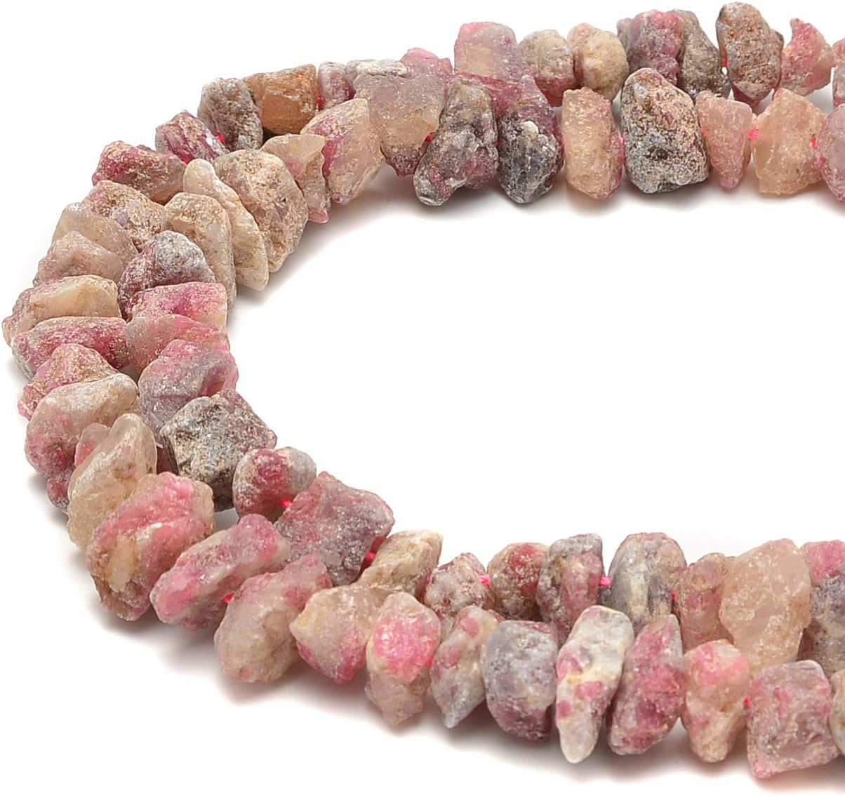 JM Design Pink Tourmaline Rough Nugget Chunks Center Drill Beads 5x15mm 15.5 Strand for Jewelry Making