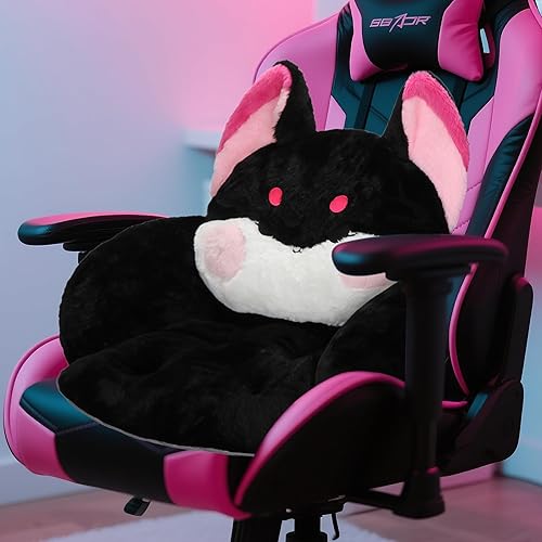 QYA Cute Chair Cushion, Soft Seat Cushions for Office Desk, Kawaii Chair Pillow for Gaming, Comfy Floor Seating for Adults, Bedroom Playroom Dining Living Room Decor, 17"x16.5", Green - Green Dinosaur