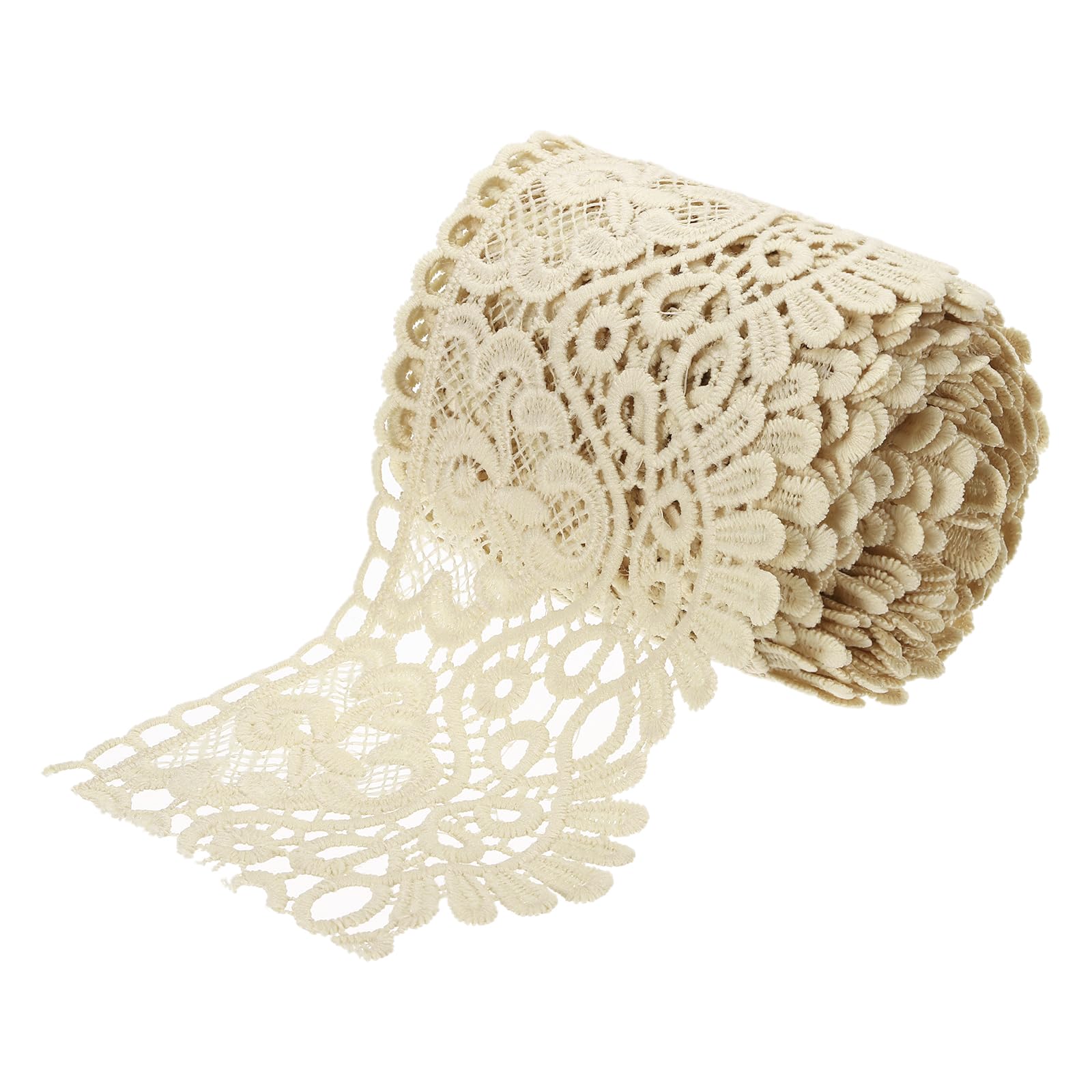 sourcing map 4 Inch Wide 5 Yard Lace Ribbon Floral Pattern Light Grey Lace Trim Ribbon for Sewing Making DIY Crafts Gift Wrapping Wedding Decor โ image 1