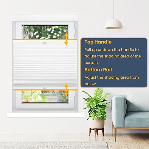 Miniatura 3 de SUNFREE Persianas celulares opacas de arriba hacia abajo, pantalla de ventana de panal para ventanas, 33 pulgadas de ancho x 64 pulgadas de alto,