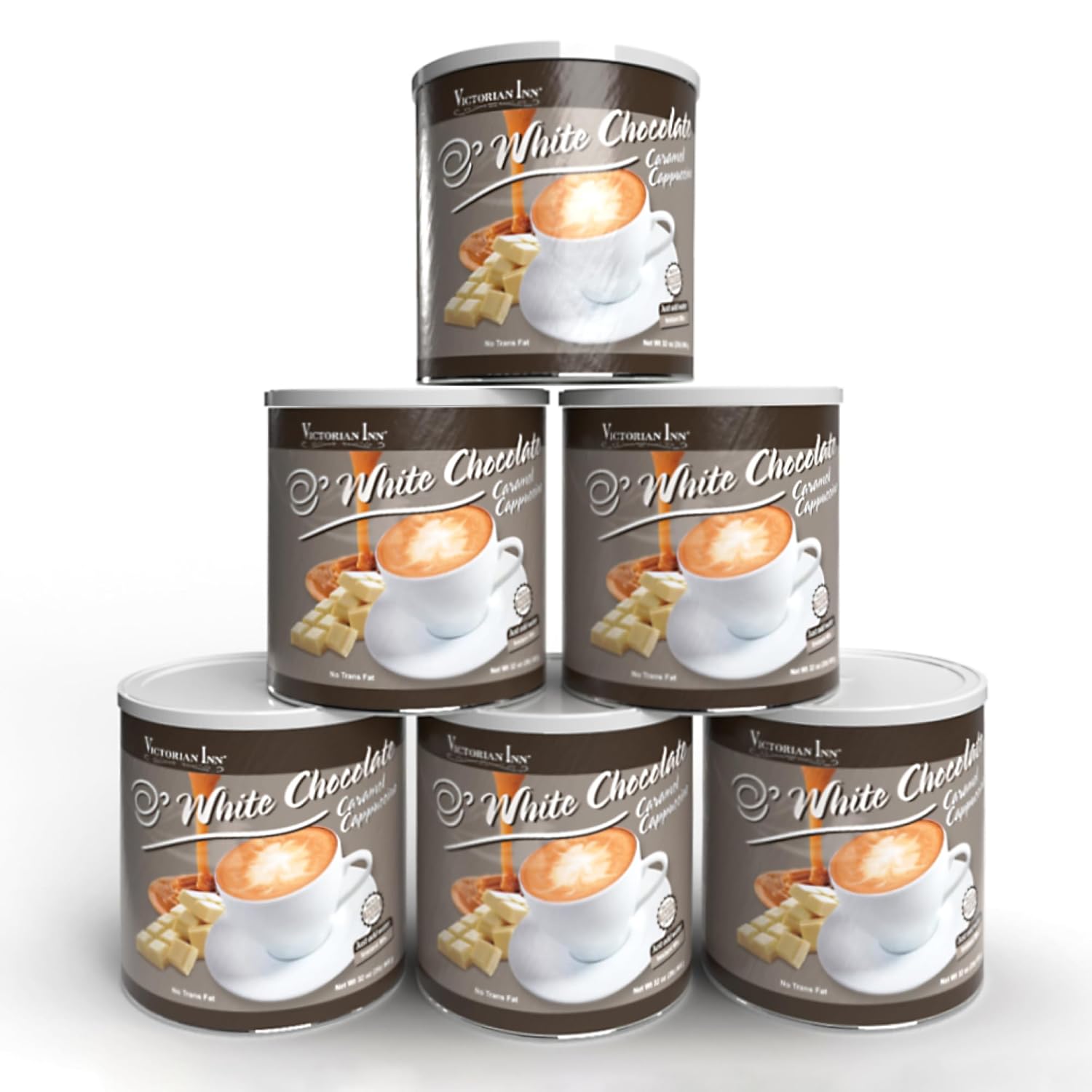 Victorian Inn Instant Cappuccino - White Chocolate Caramel Flavor - Creamy & Delightful Coffee Mix - Great Hot, Cold, or Blended - Creamy Flavor - 2 Pound (Pack of 6)